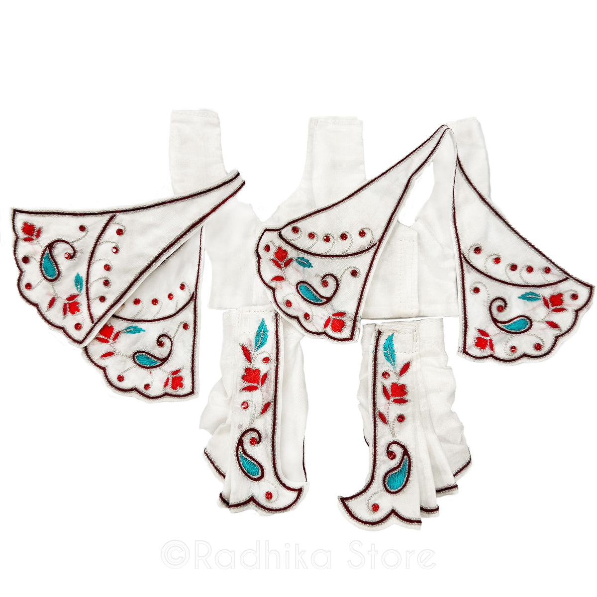 Moonlit Yamuna River - White - Silk - Gaura Nitai Deity Outfit