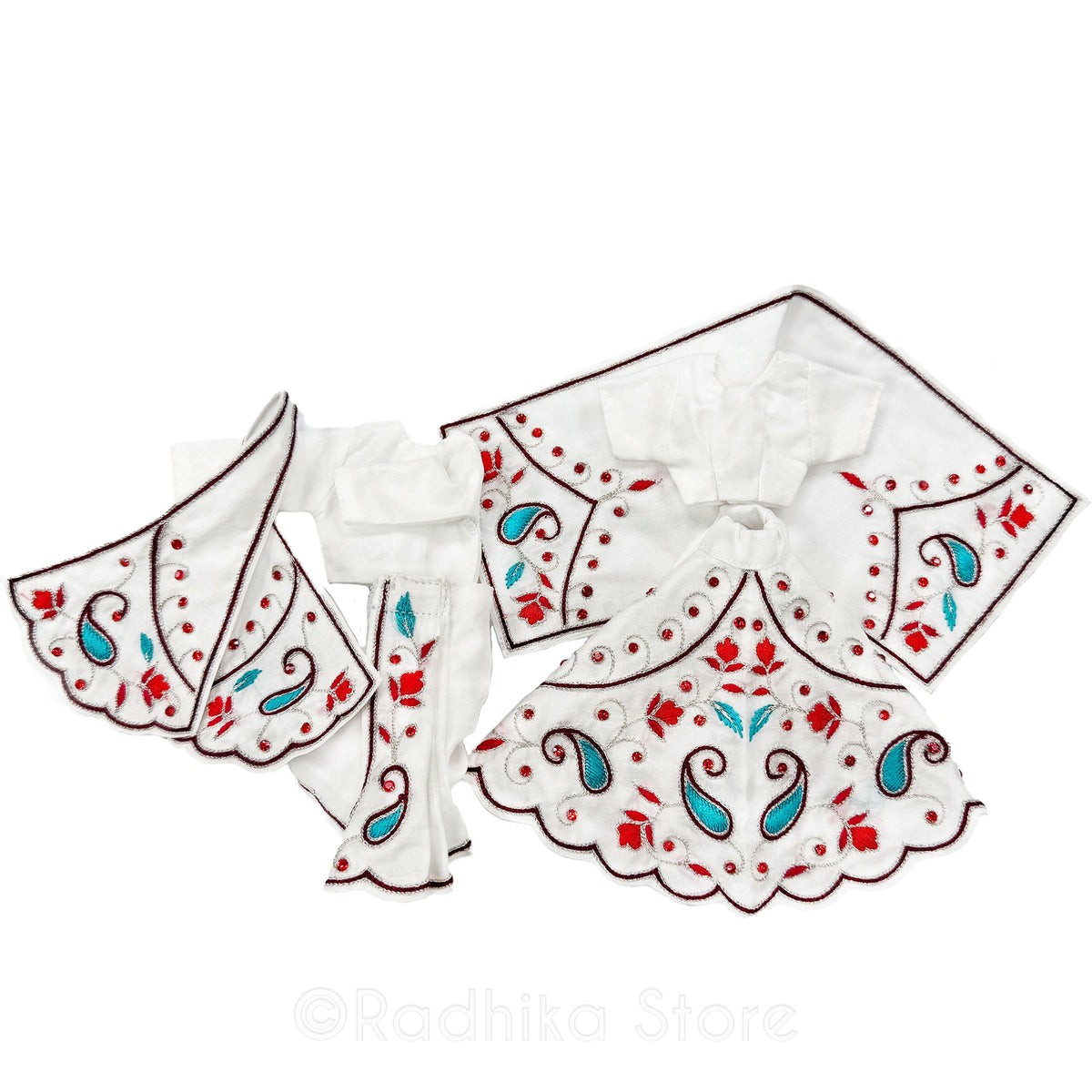 Moonlit Yamuna River - White - Silk - Radha Krishna Deity Outfit
