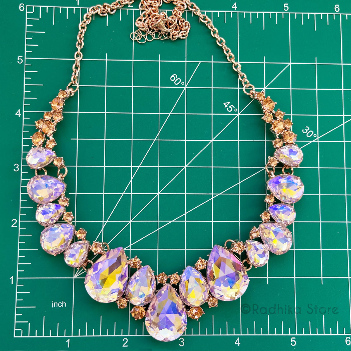 Divine Crystal Teardrops - Deity Collar Necklace- Multi Color