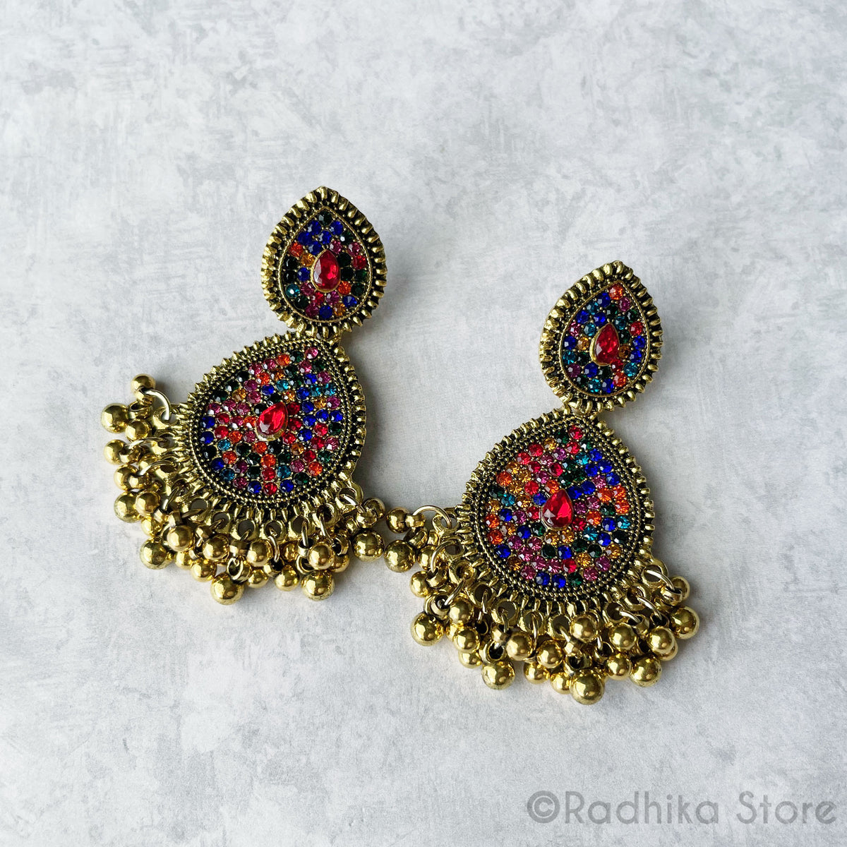 Crystal Teardrops - Jhumka Earrings