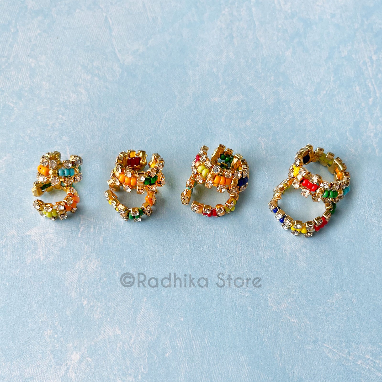 Bright Multi Color Seed Bead- Deity Bangles Set -