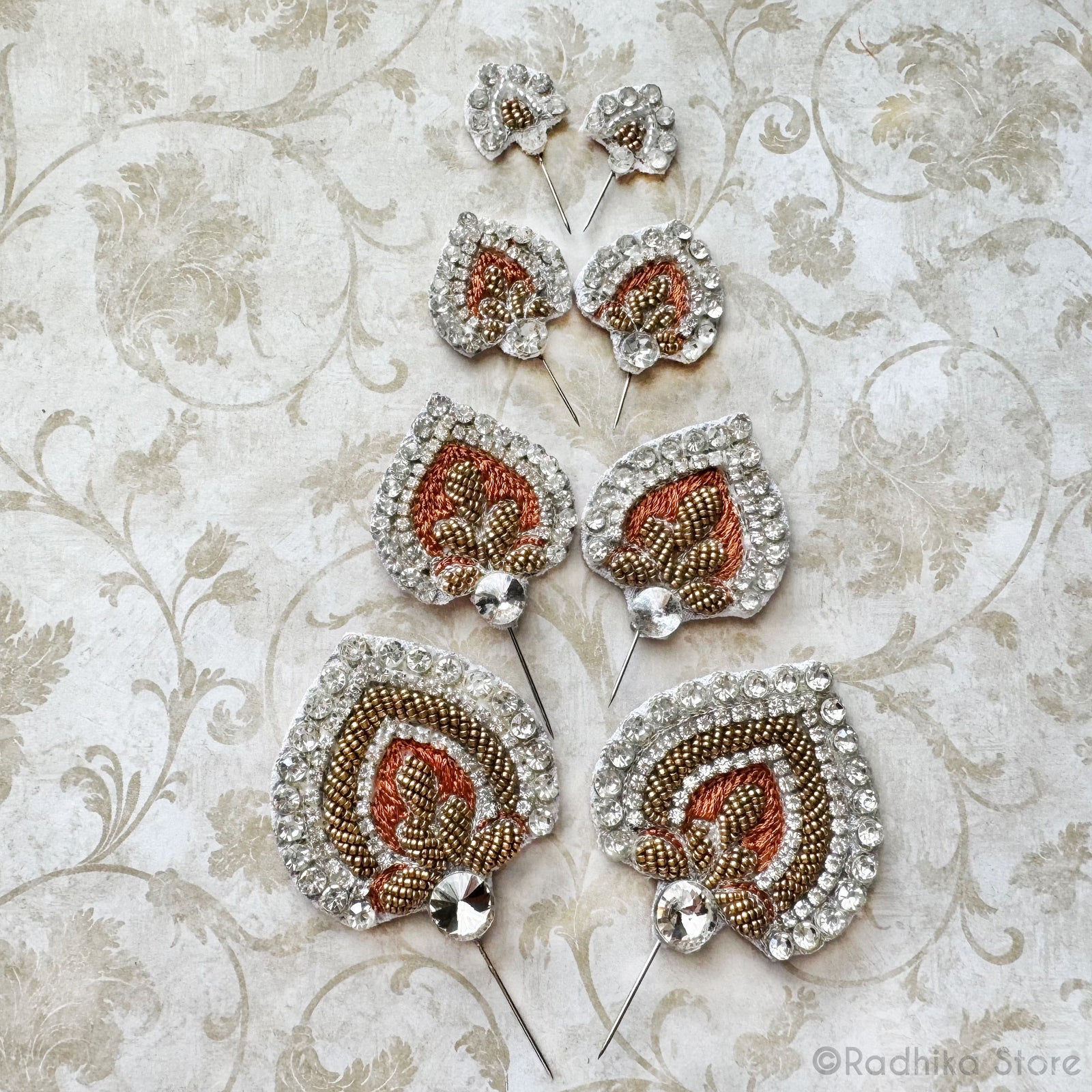 Festival Fan - Earth Tone - Embroidery Turban Pins - Set of 2