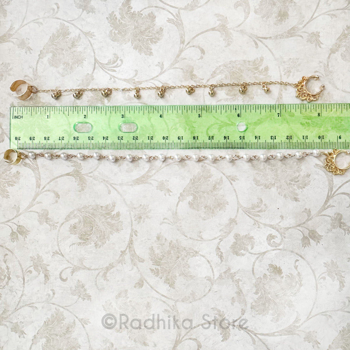 Pearl or Gold Nose Ring and Chain- Size 7.5 Inch Inch