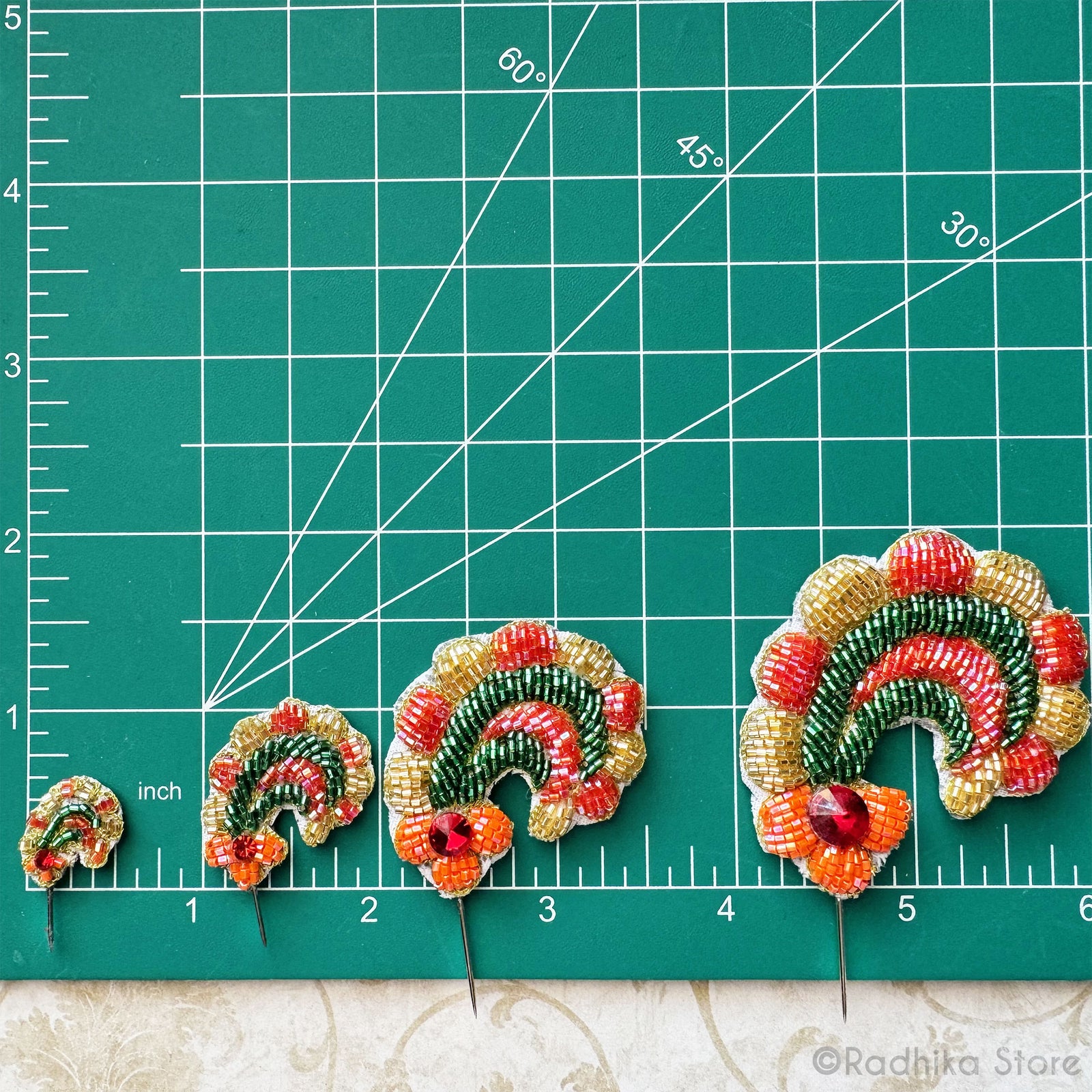 Festival Curls - Orange - Embroidery Turban Pins - Set of 2