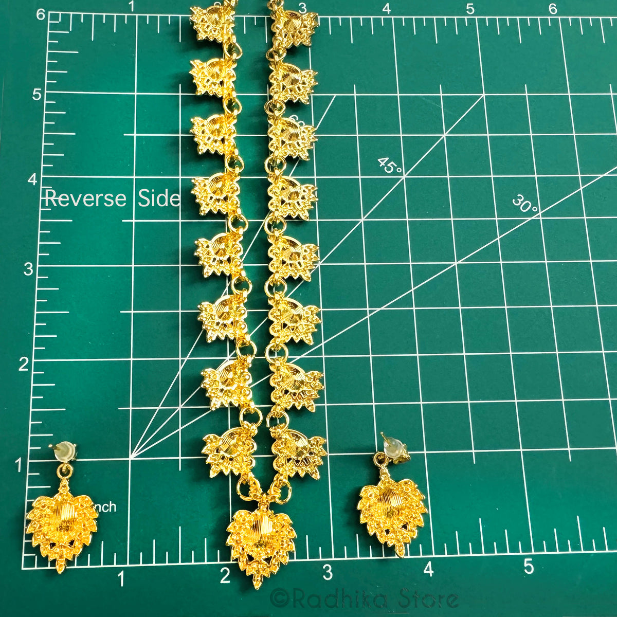 Jeweled Peacock Plumes  Deity Necklace And Earring Set