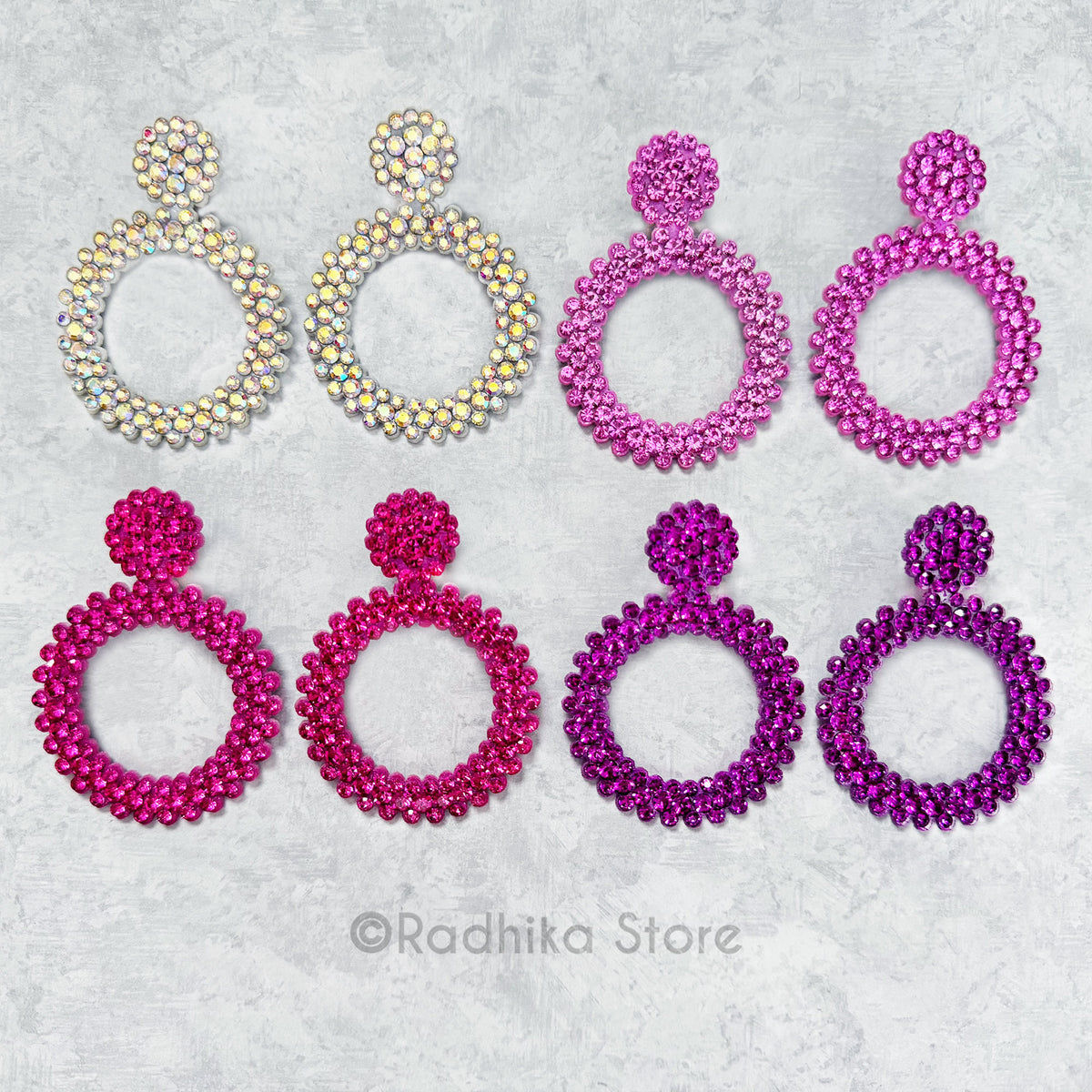 Colorful Circles of Love - Rhinestone  Effulgence/Earrings