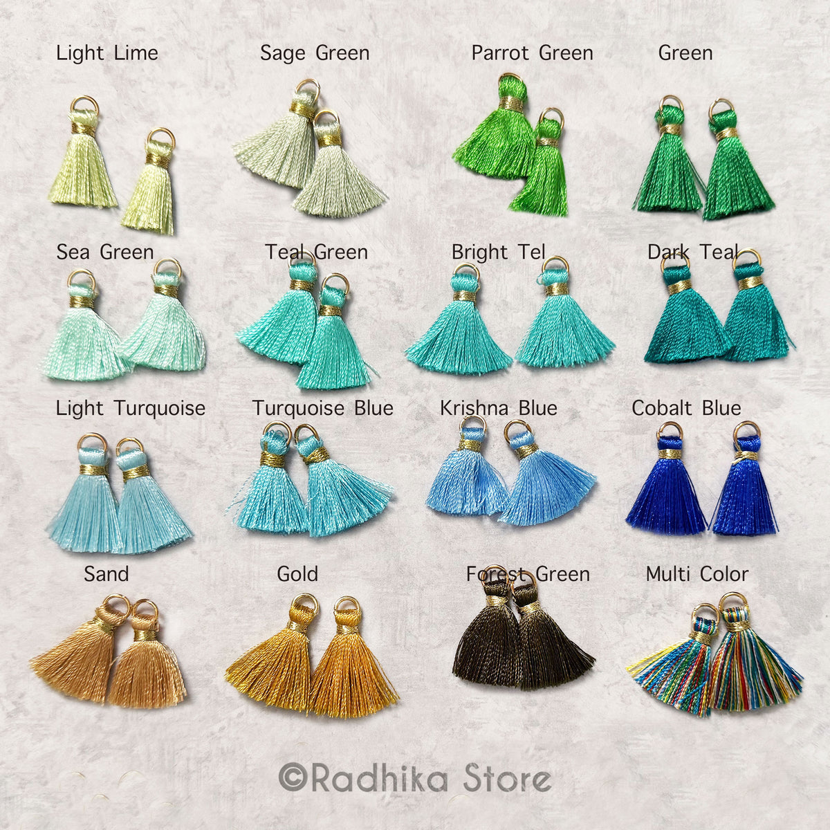 Mini Tassels - Set of 2 - Choose Color - 1 inch