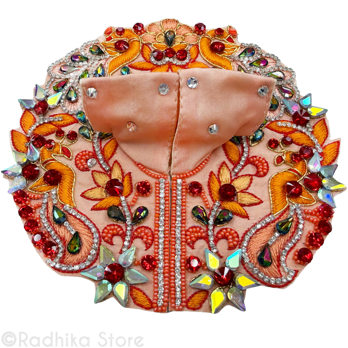 Saffron Peach Garden Peacocks - Laddu Gopal Outfit