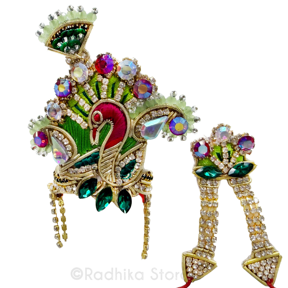 Peacock Garden - Deity Crown and Necklace Set