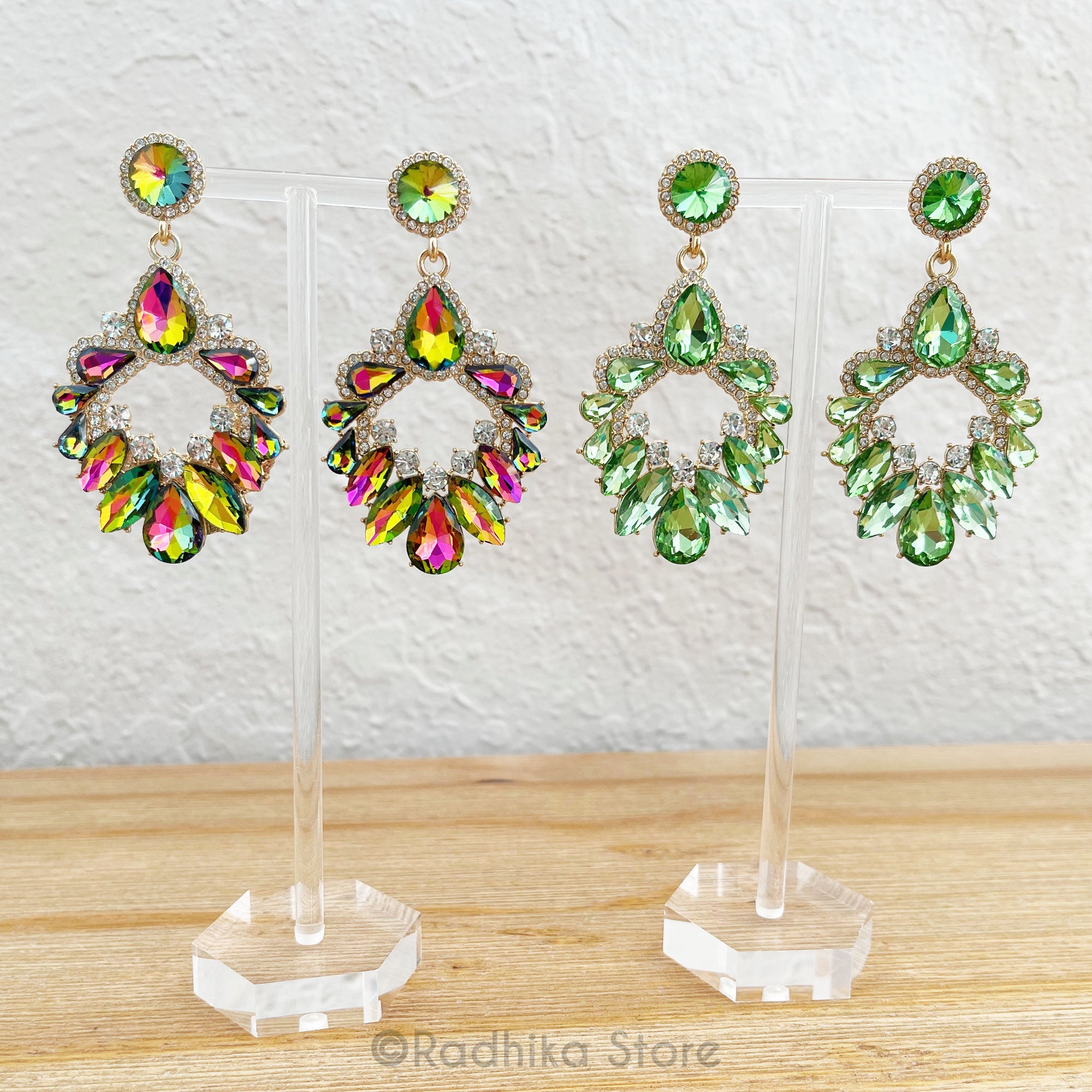 Crystal Peacock Plume - Earrings