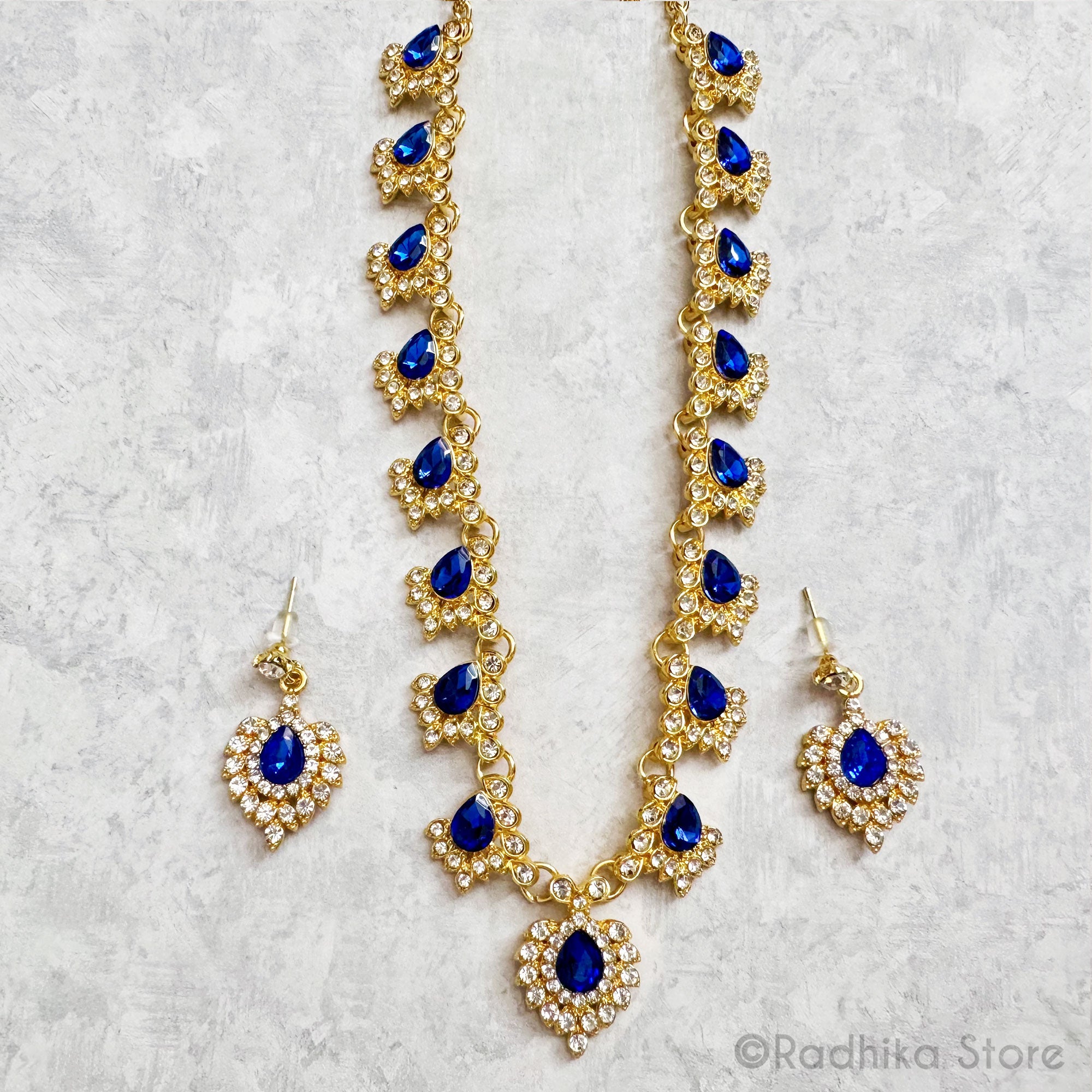 Jeweled Peacock Plumes  Deity Necklace And Earring Set