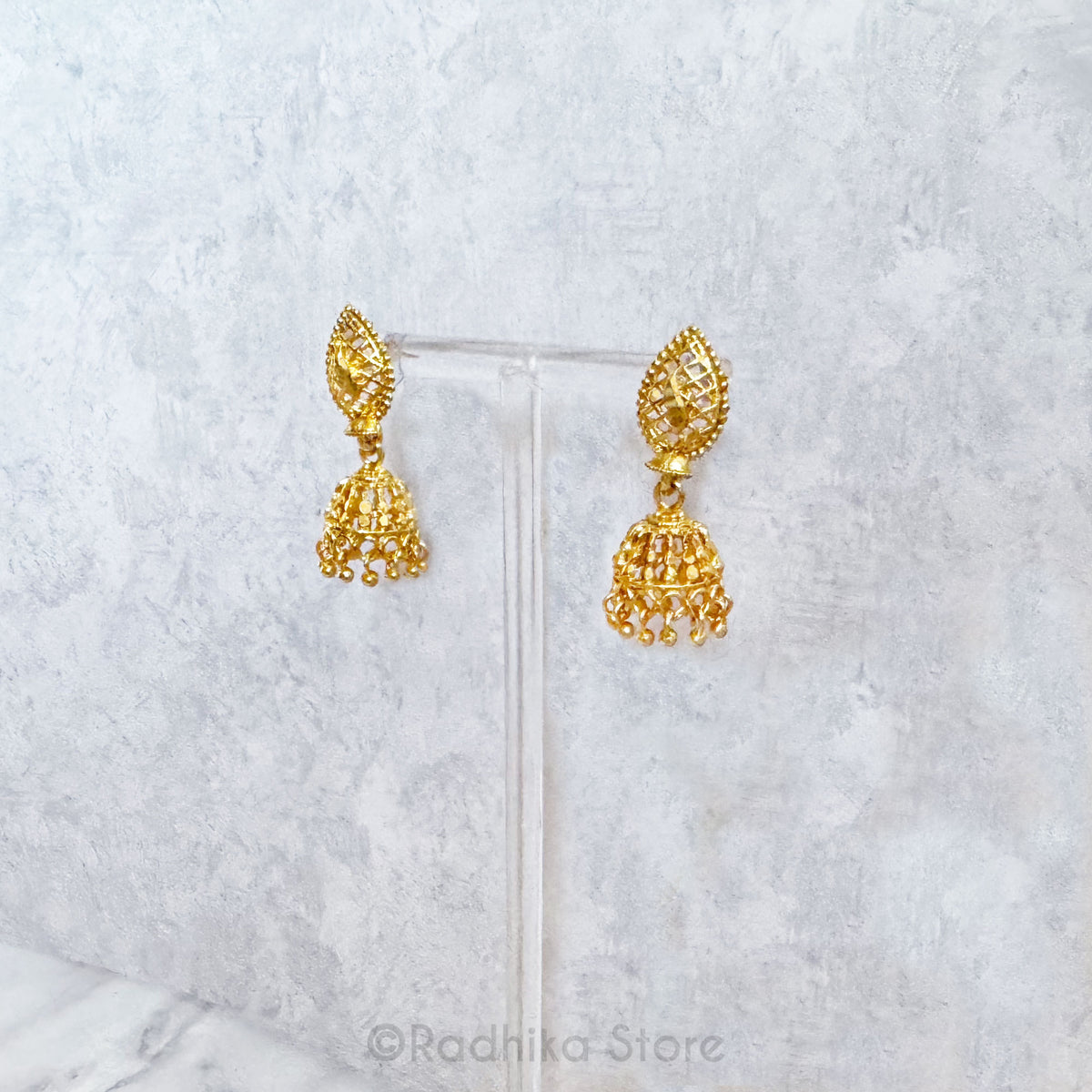 Golden Little Peacock - Jhumka Bell Earrings