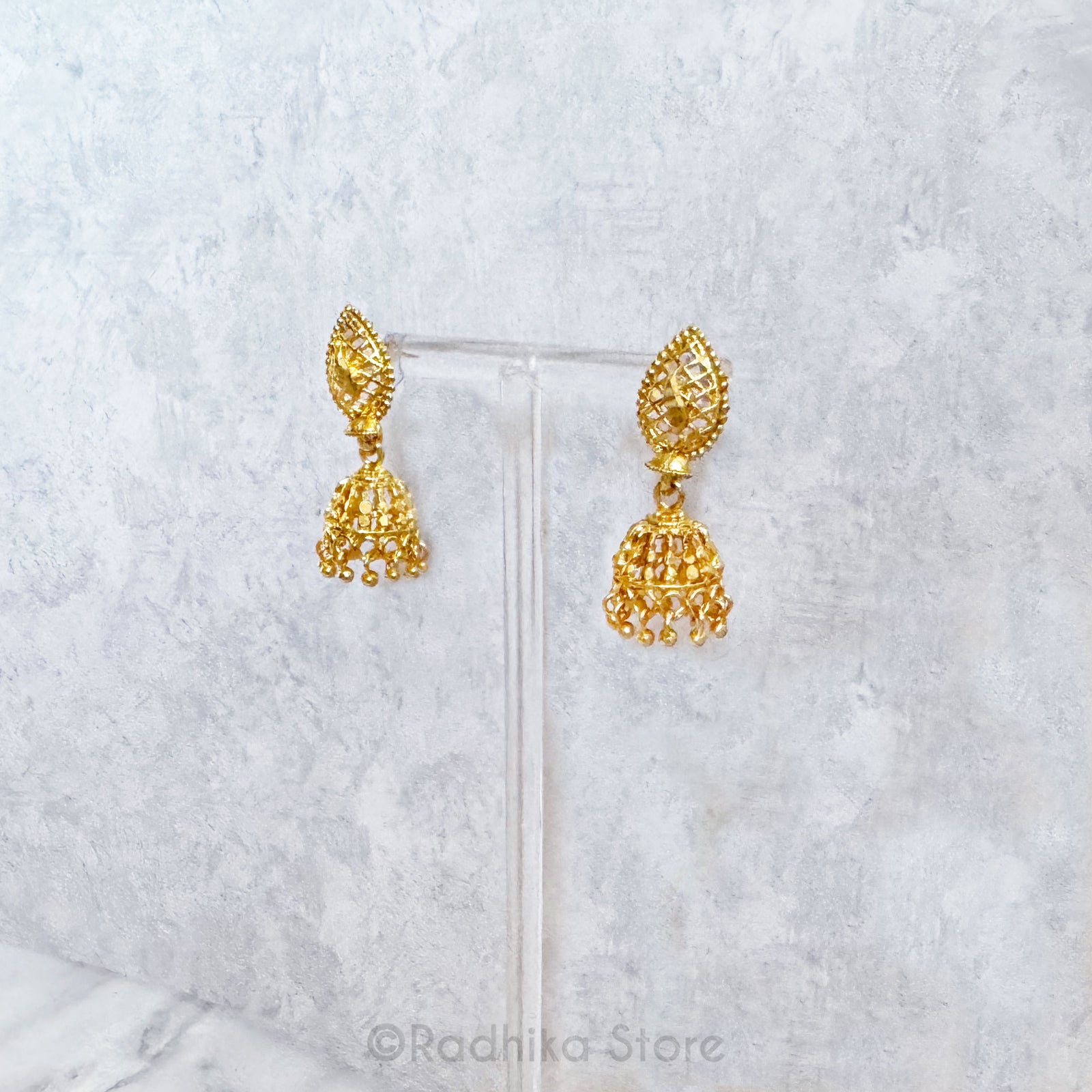 Golden Little Peacock - Jhumka Bell Earrings