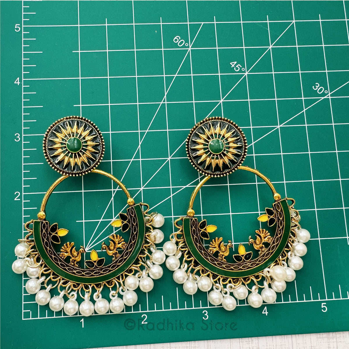 Peacocks Go Round Pearl Jhumka - Earrings