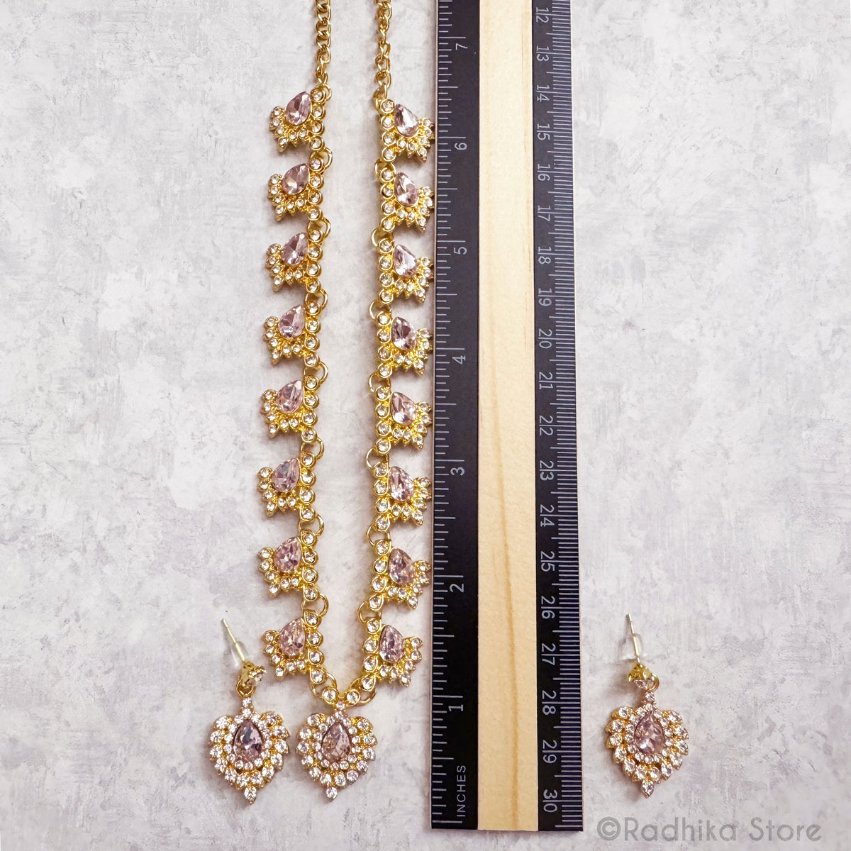 Jeweled Peacock Plumes  Deity Necklace And Earring Set