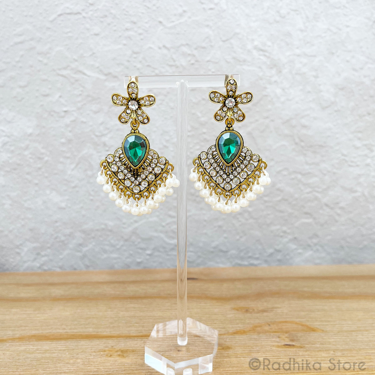 Pearl Jhumka - Flower With Teardrops- Earrings