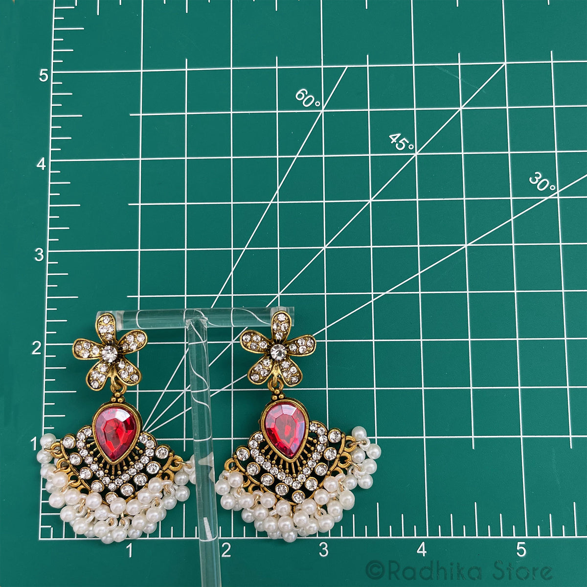 Pearl Jhumka - Flower With Teardrops- Earrings