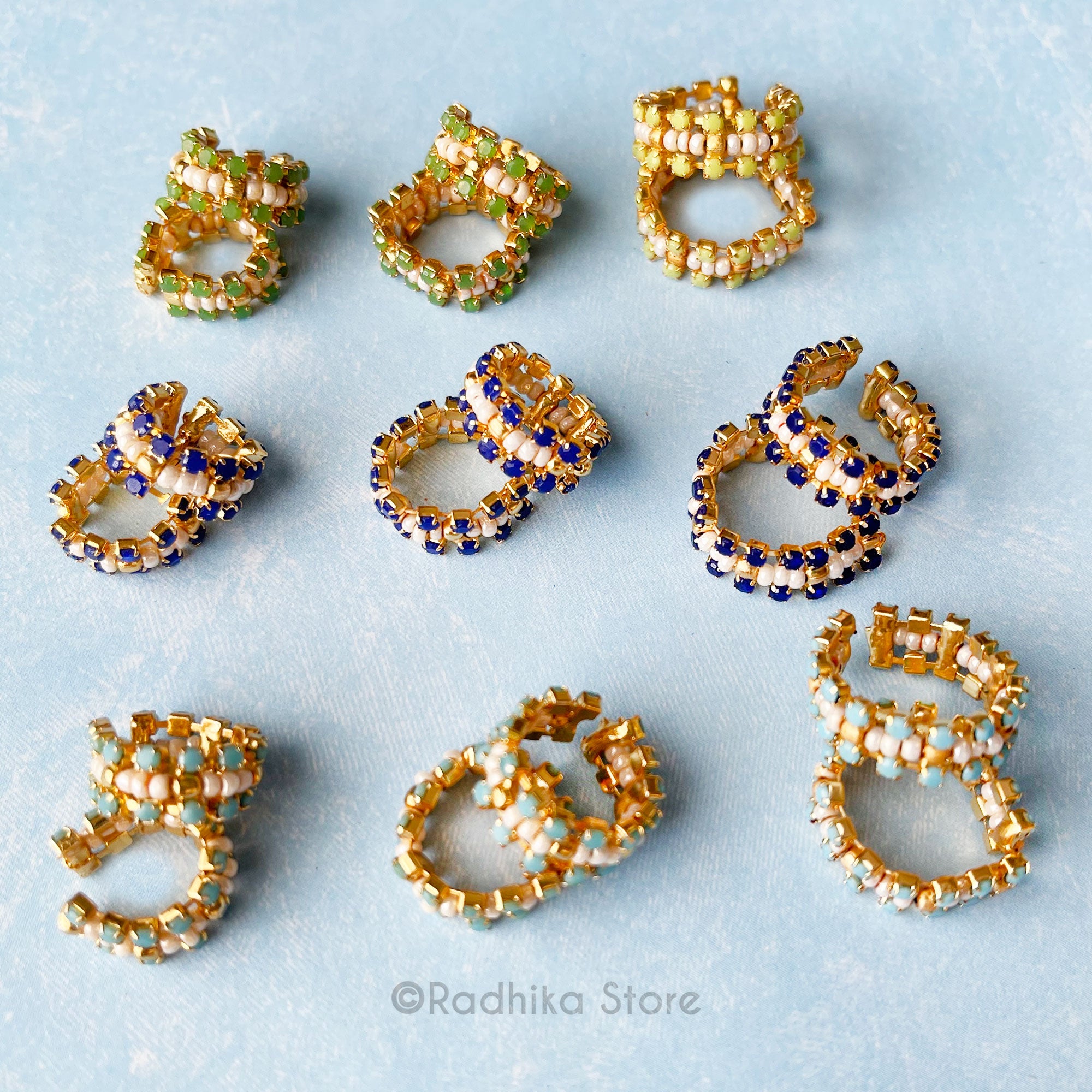 Radhika Jewellers Usa White Seed Bead With Turquoise Sapphire