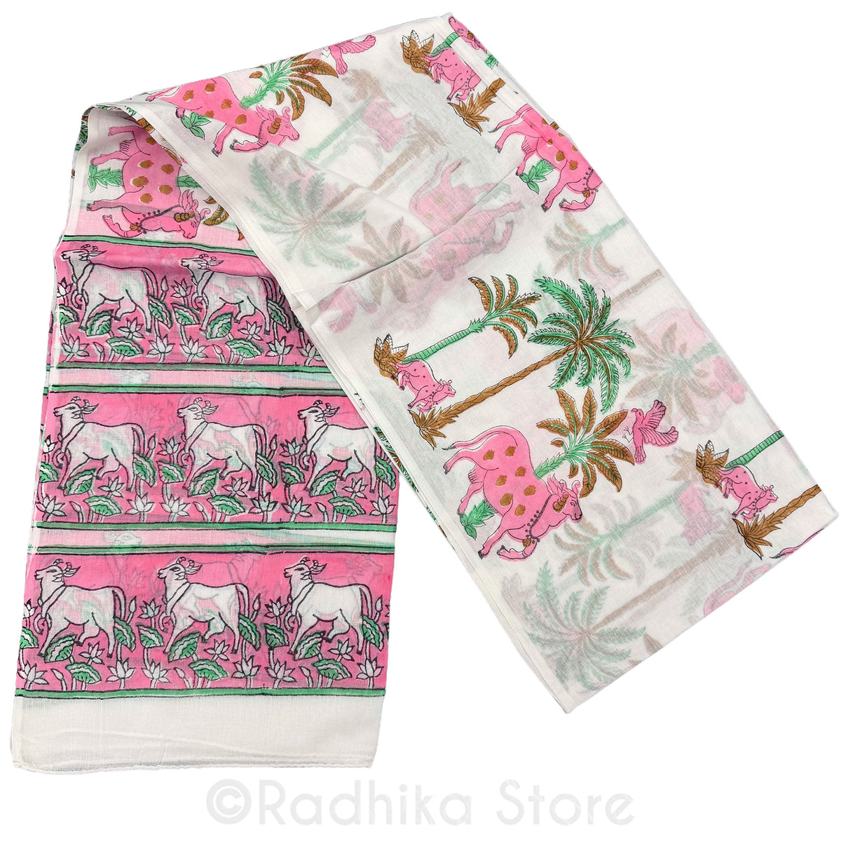 Pink Surabhi Cows - Cotton Chadar