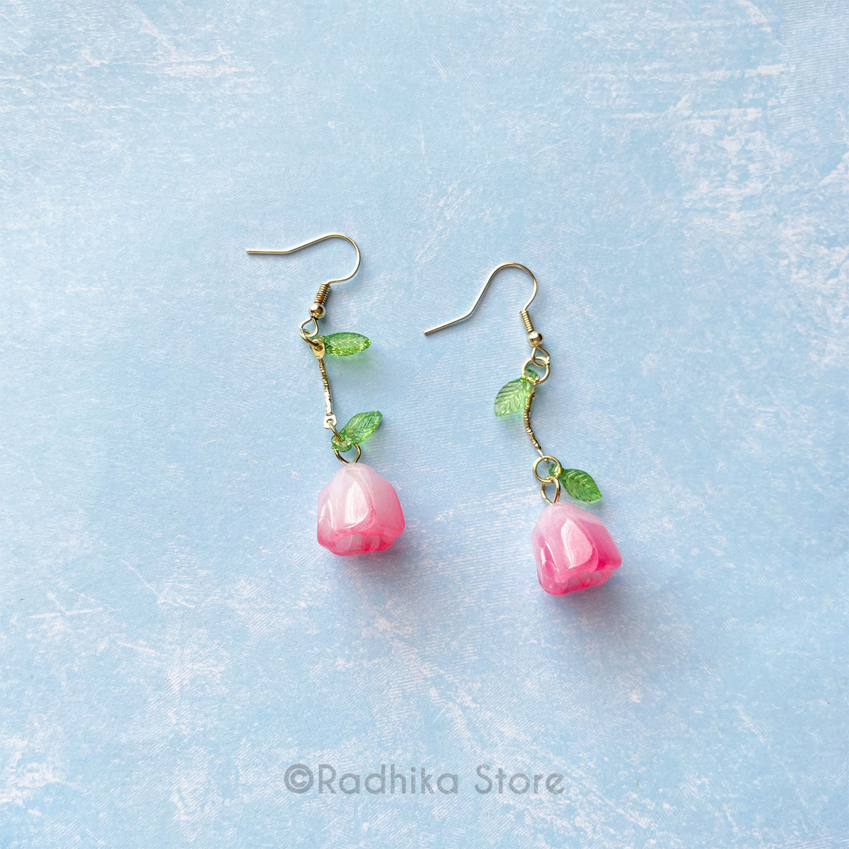Pink Rose Earrings