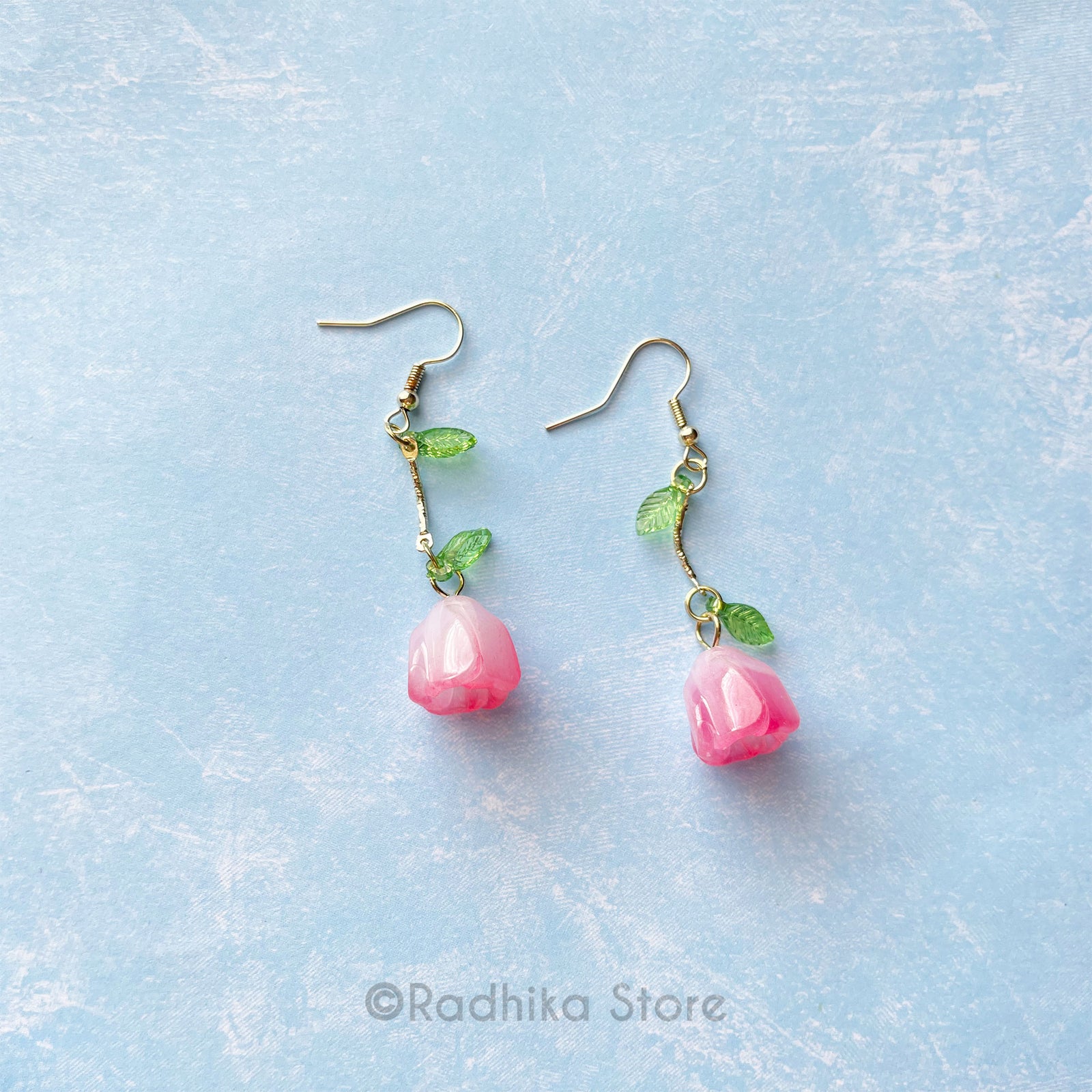 Pink Rose Earrings