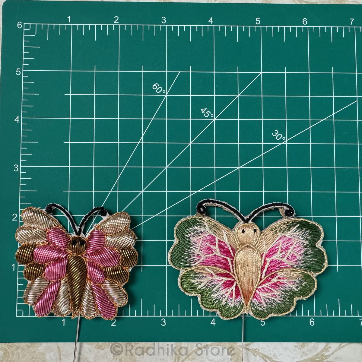 Butterflies - Pink - Embroidery Turban Pins Set of 1
