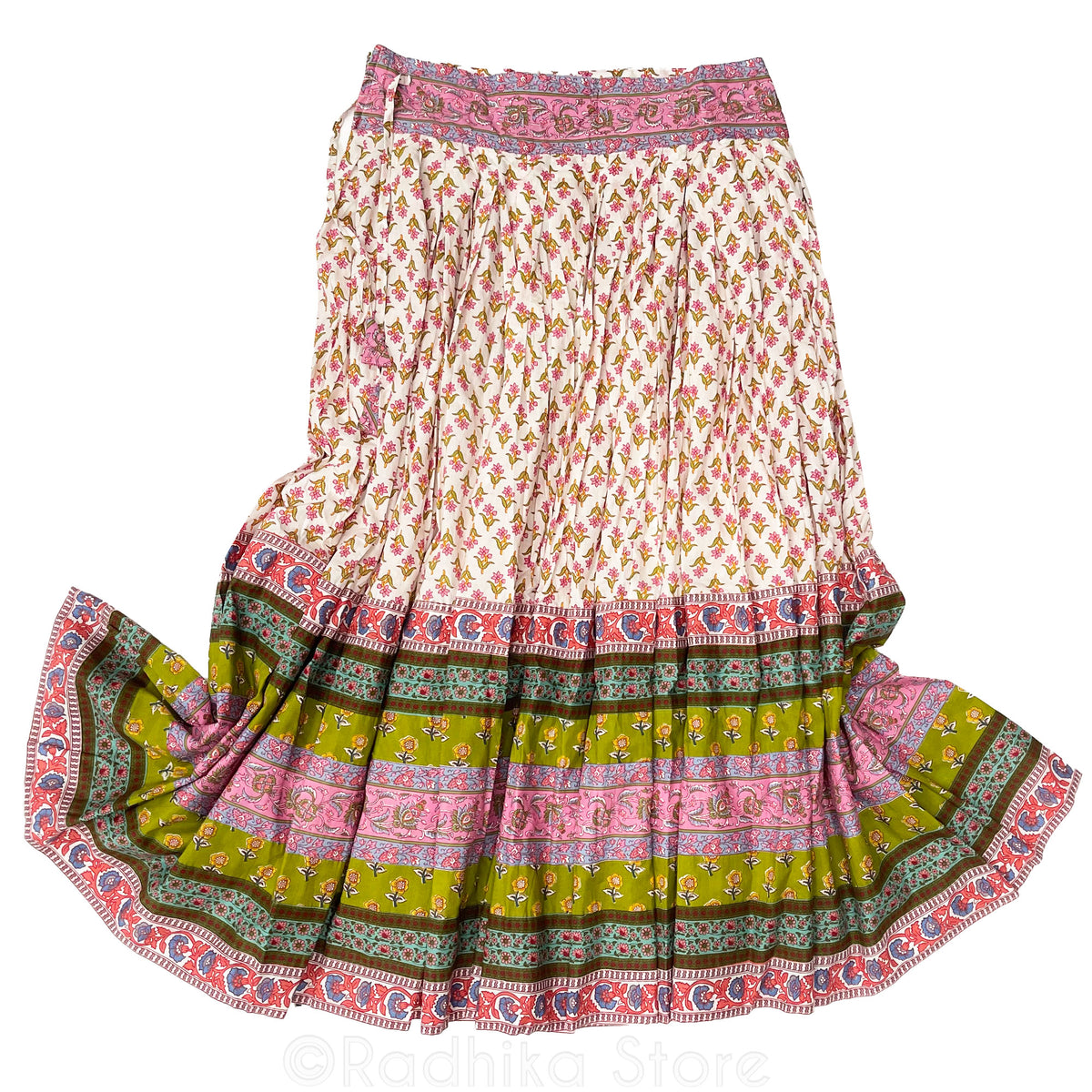 Garden Kirtan Dancing - Cotton - Screen Print-Gopi Skirt-10 Meter Twirling