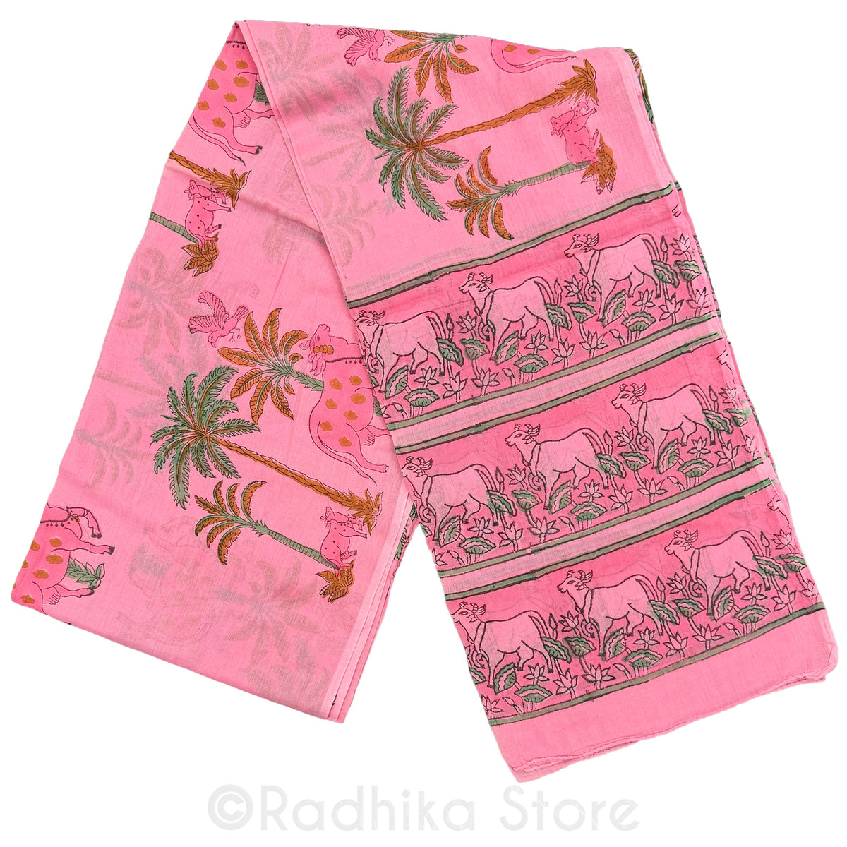 Pink Vrindavan Cows - Cotton Chadar