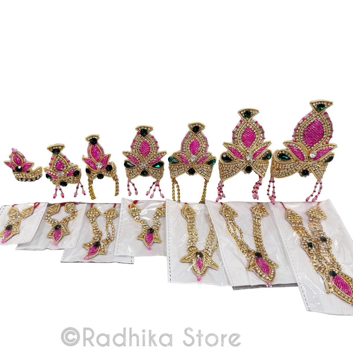 Pink Lotus - Deity Crown and Necklace Set
