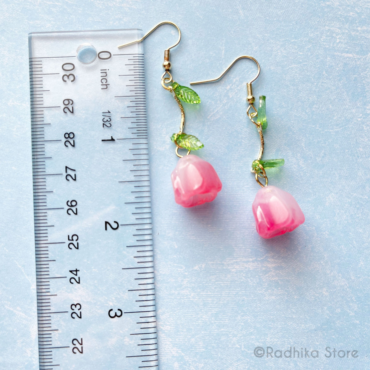 Pink Rose Earrings