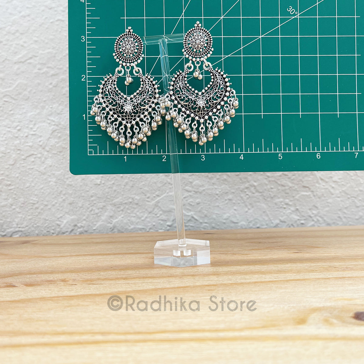 Heart Shaped Jhumka  With Flower - Earrings