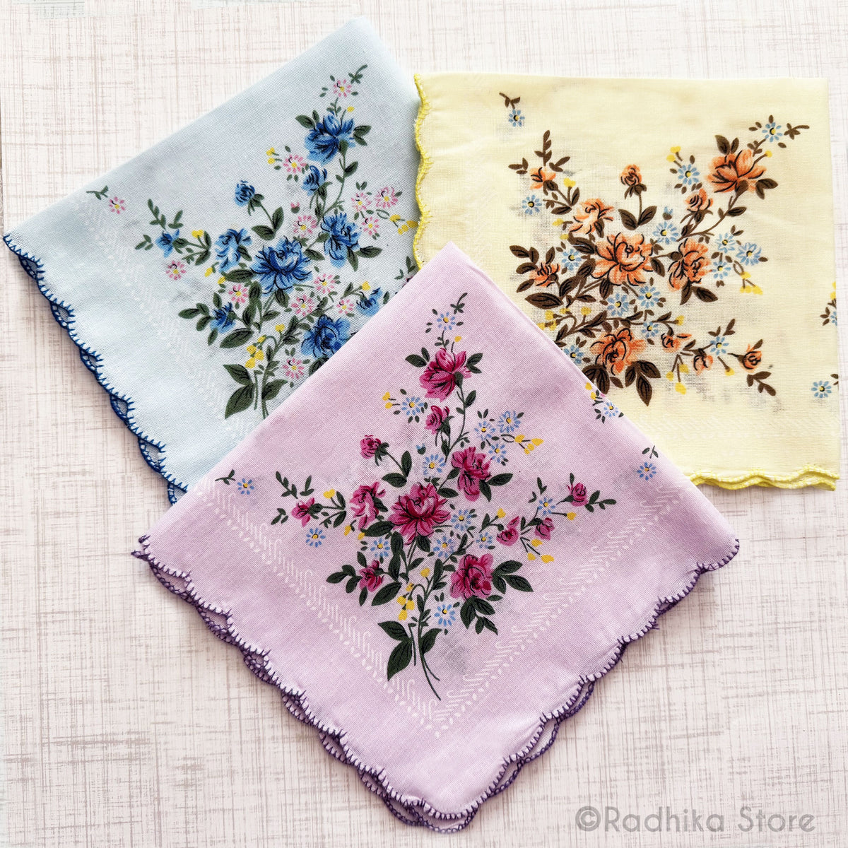 Flower Bouquet -  Deity Napkins- Set Of 3