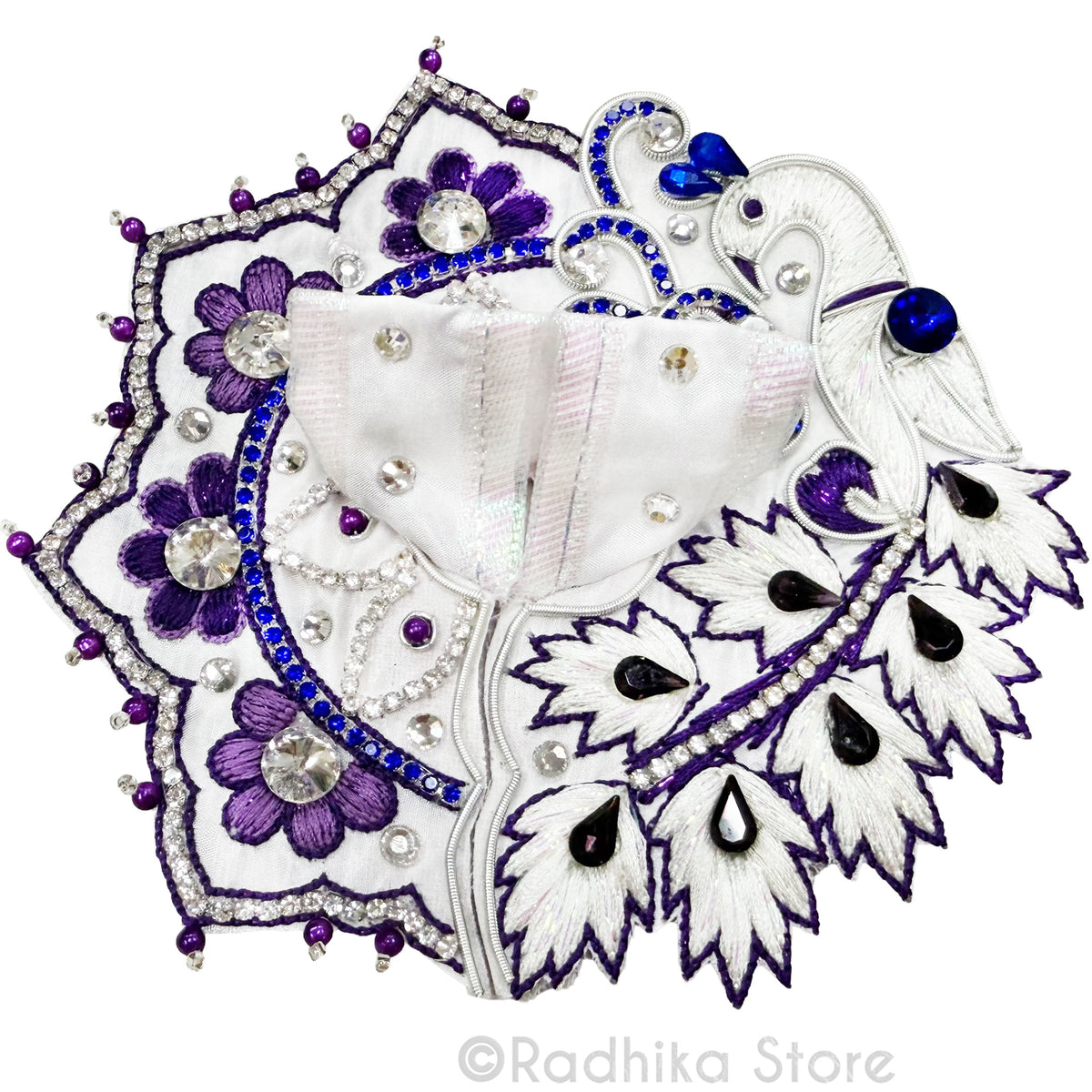 Purnima Peacock With Purple Vrindavan Flowers - Laddu Gopal Outfit