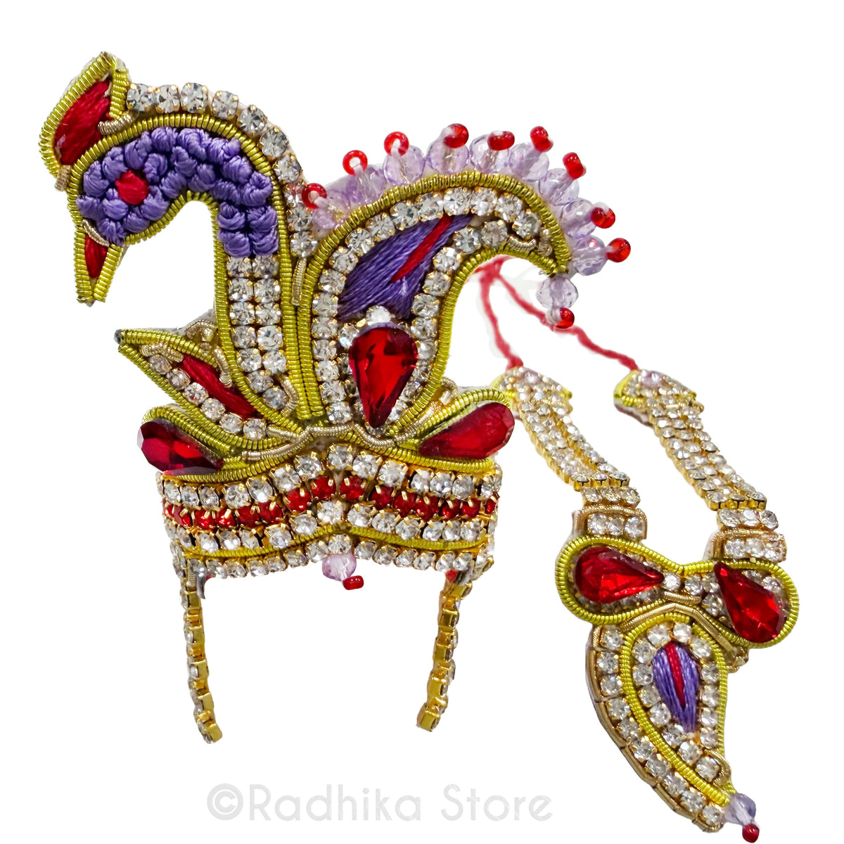 Purple Peacock - Deity Crown and Necklace Set