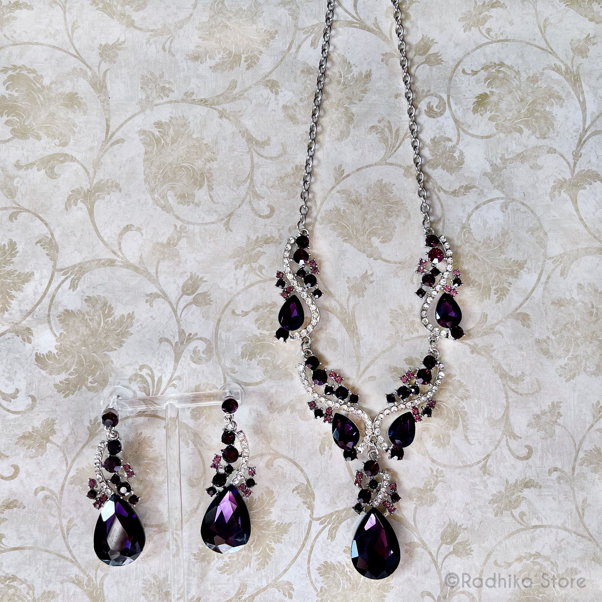 Shop Silver Leaf Earrings Online in USA with Purple Cluster Beads – Pure  Elegance