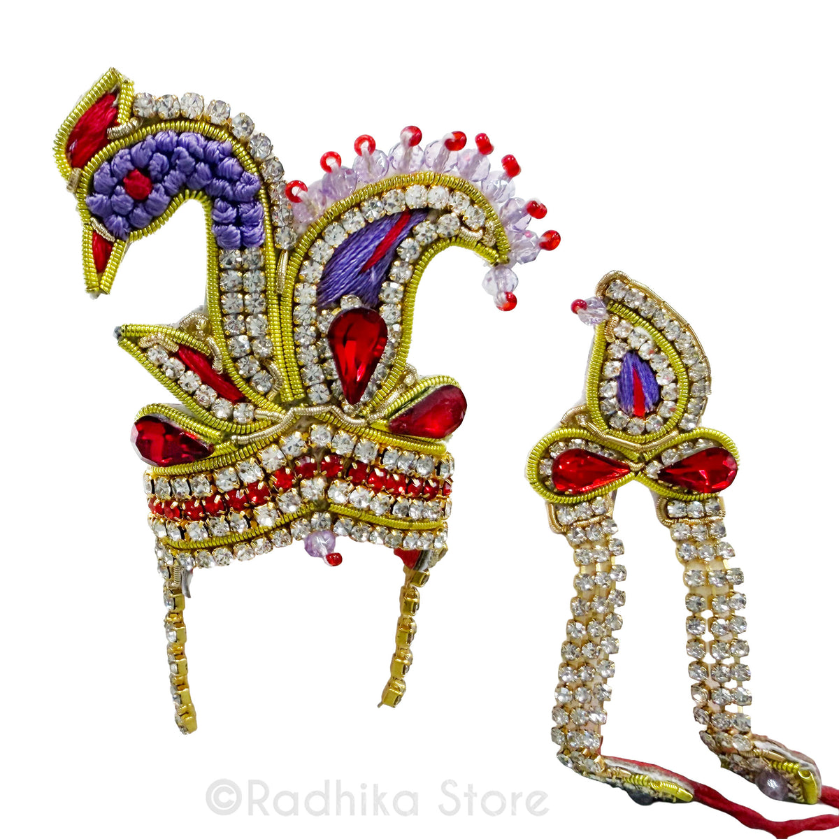 Purple Peacock - Deity Crown and Necklace Set