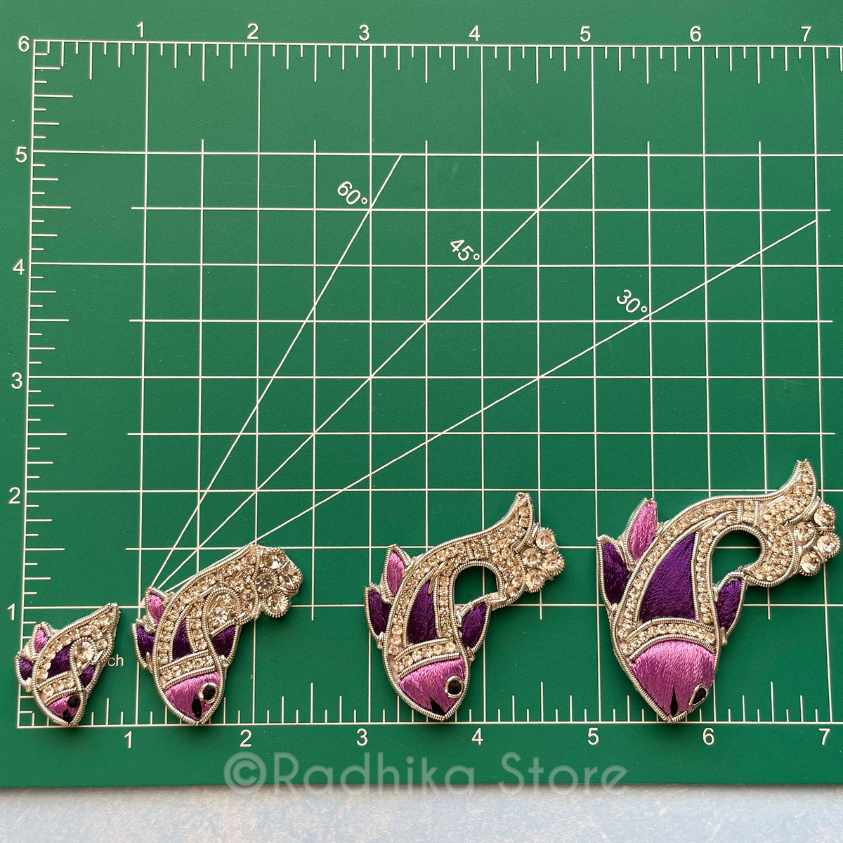 Red and Teal - Matsya Embroidery - Set of 2 Turban Pins/Earrings