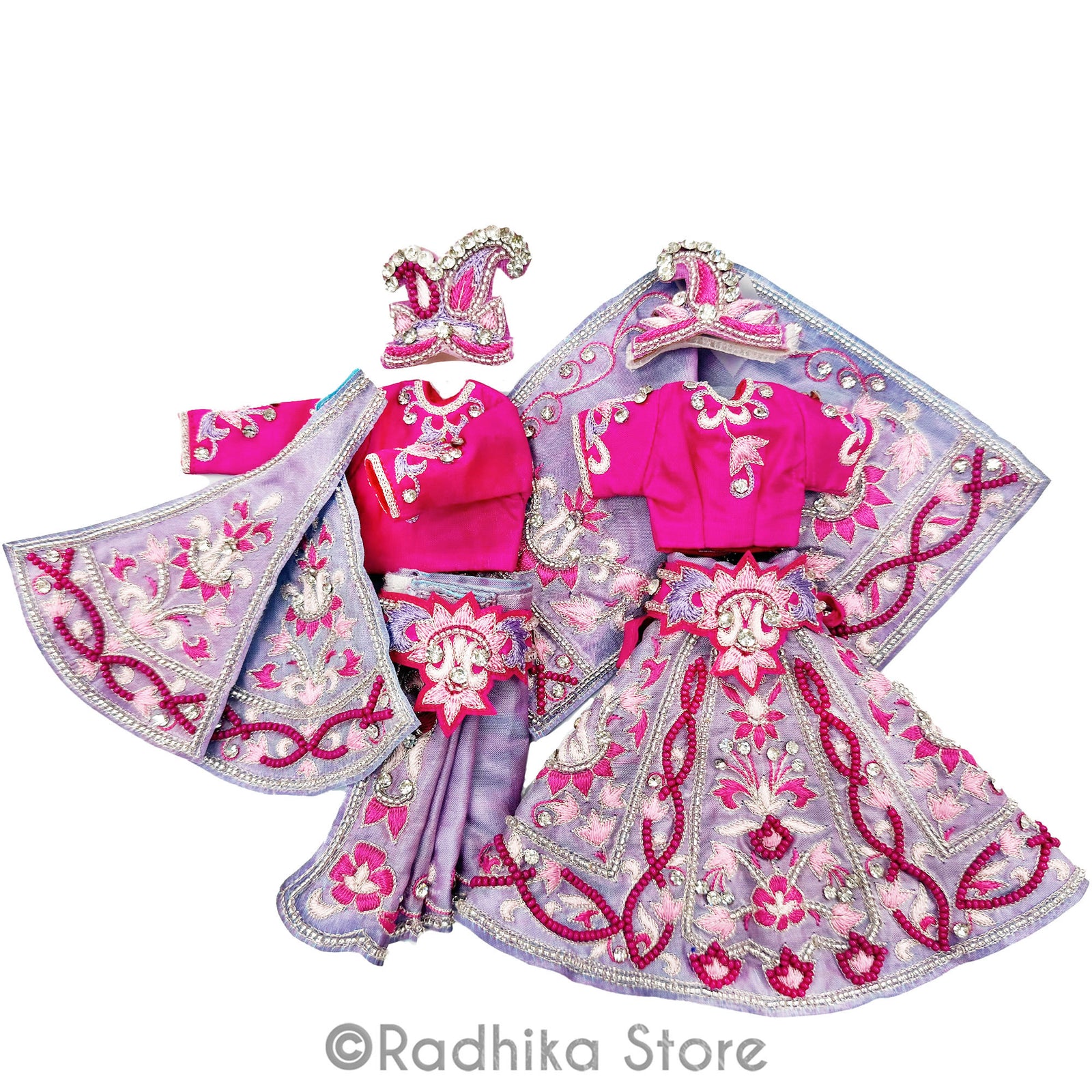 Fountain of Divine Love - Lavender - Silk - Radha Krishna Deity Outfit