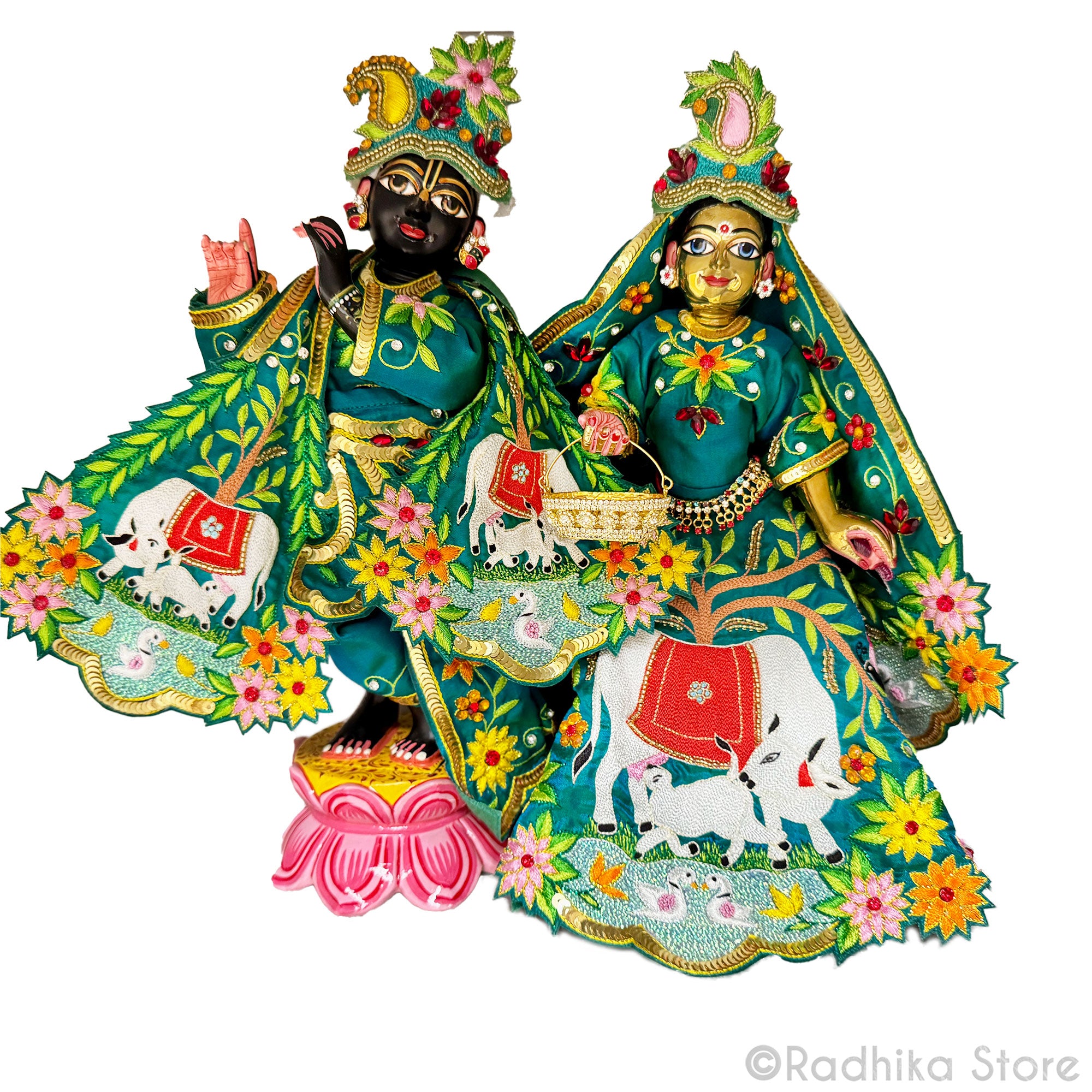 Braja Radha Krishna Brass Deities - 10" Inch