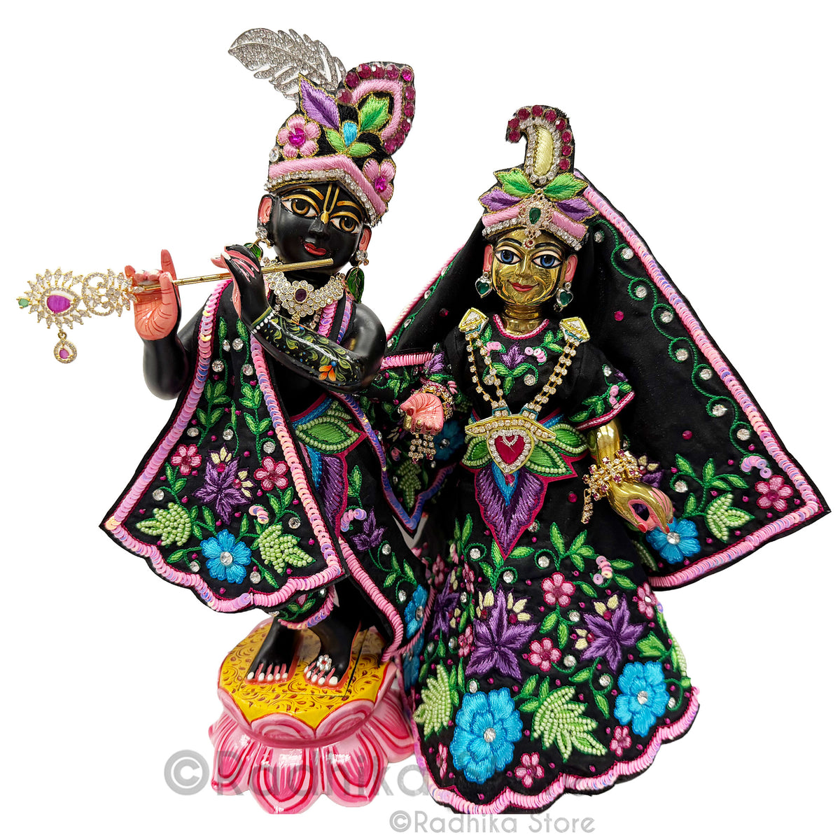 Braja Radha Krishna Brass Deities - 10" Inch