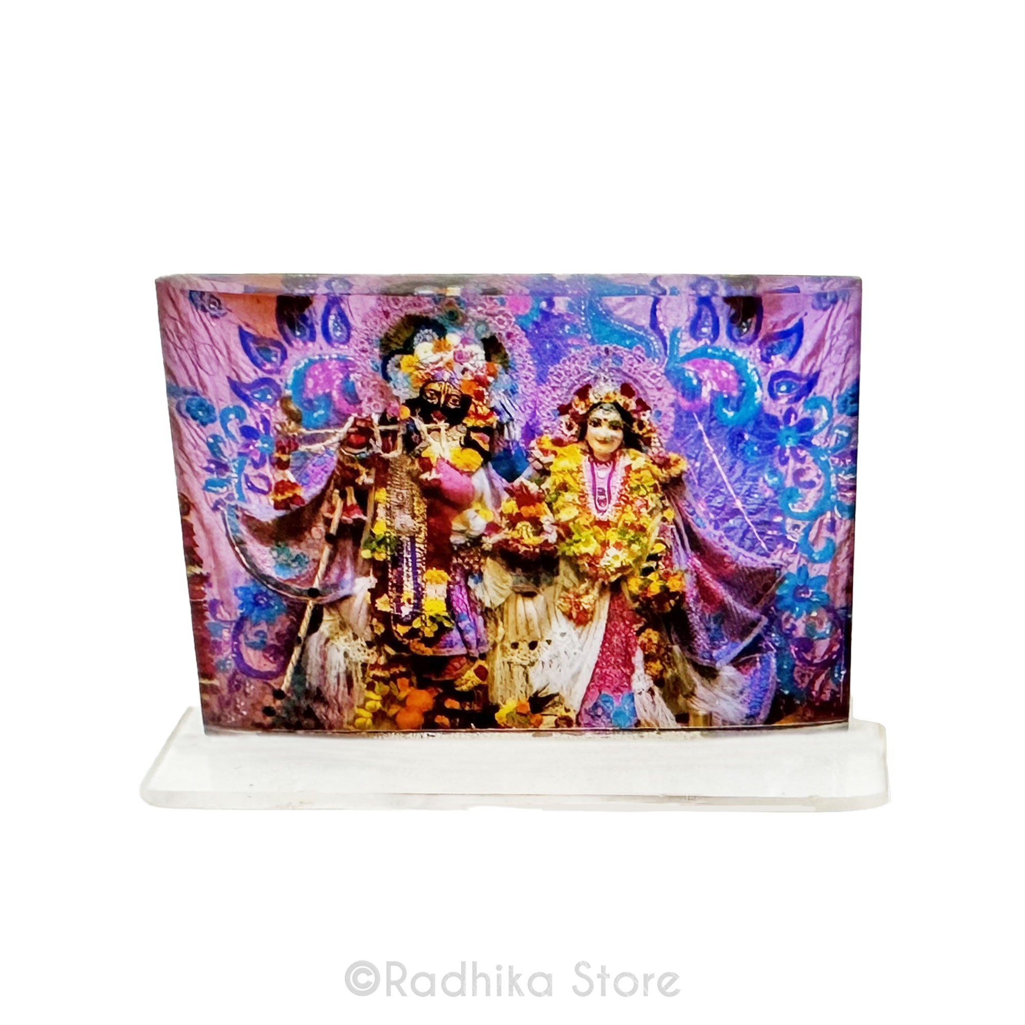 Radha Shamasundar - ISKCON Vrindavan - Purple - Acrylic Picture 2 by 3- Inches