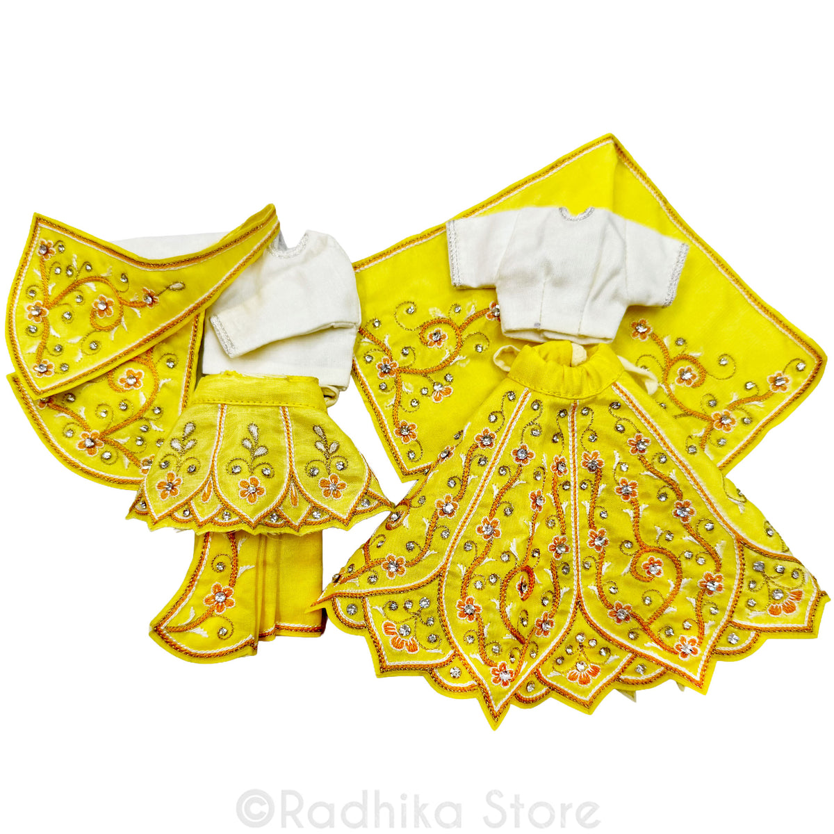 Vrindavan Yellow Lotus - Yellow and Cream - Silk - Radha Krishna Deity Outfit