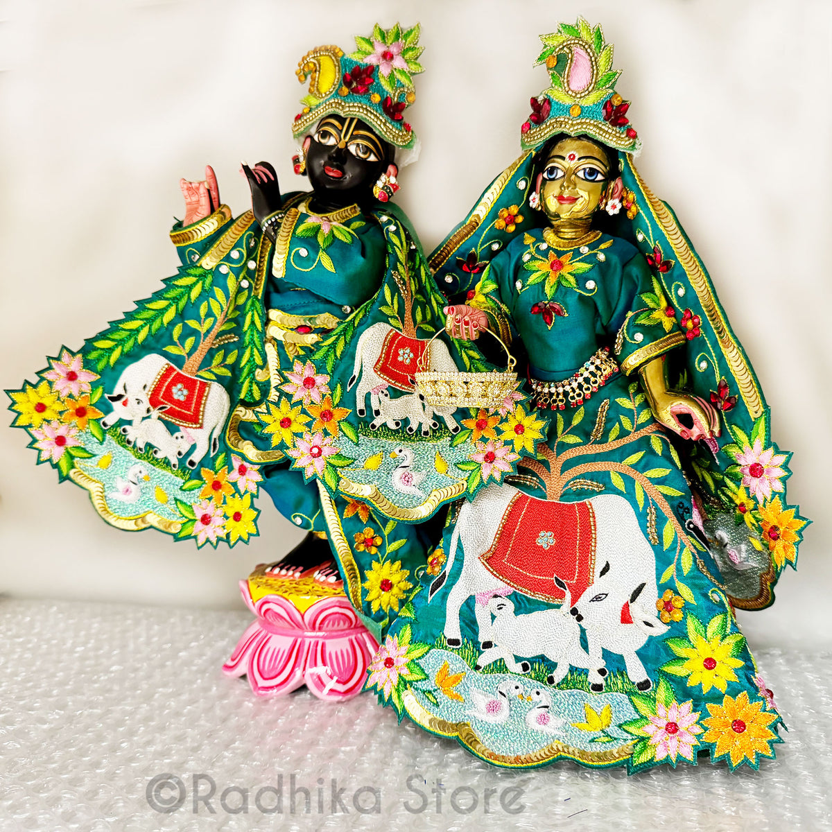 Braja Radha Krishna Brass Deities - 10" Inch