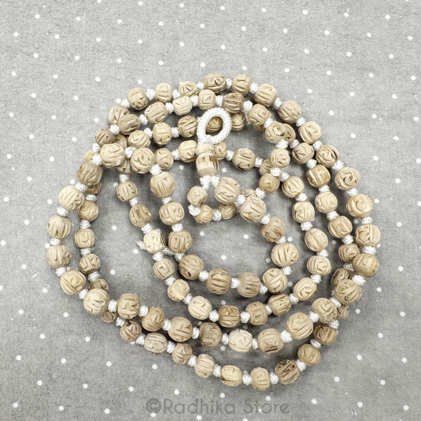 Radha Sanskrit  Round Shaped Pure Tulsi Japa Beads - 29 Inches
