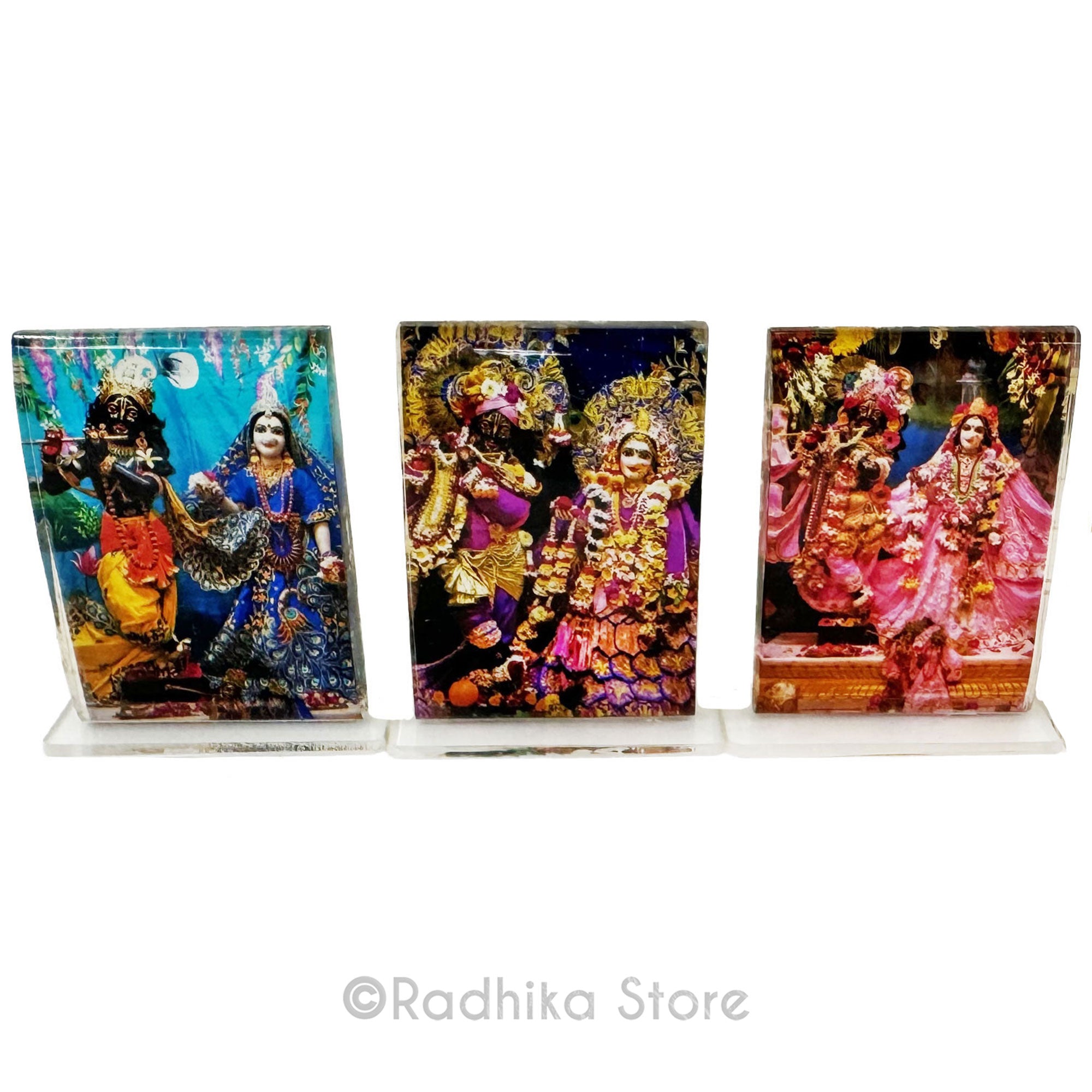 Radha Shamasundar - ISKCON Vrindavan - Acrylic Picture 3 by 2- Inches