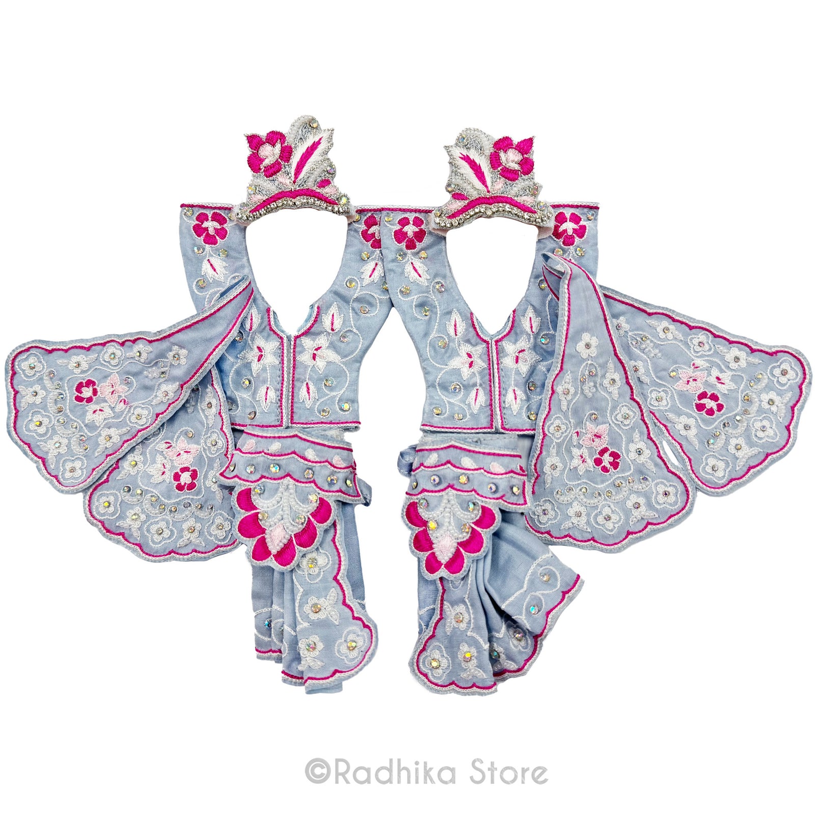 Wonderland - Light Blue Gray - Silk - Gaura Nitai Deity Outfit