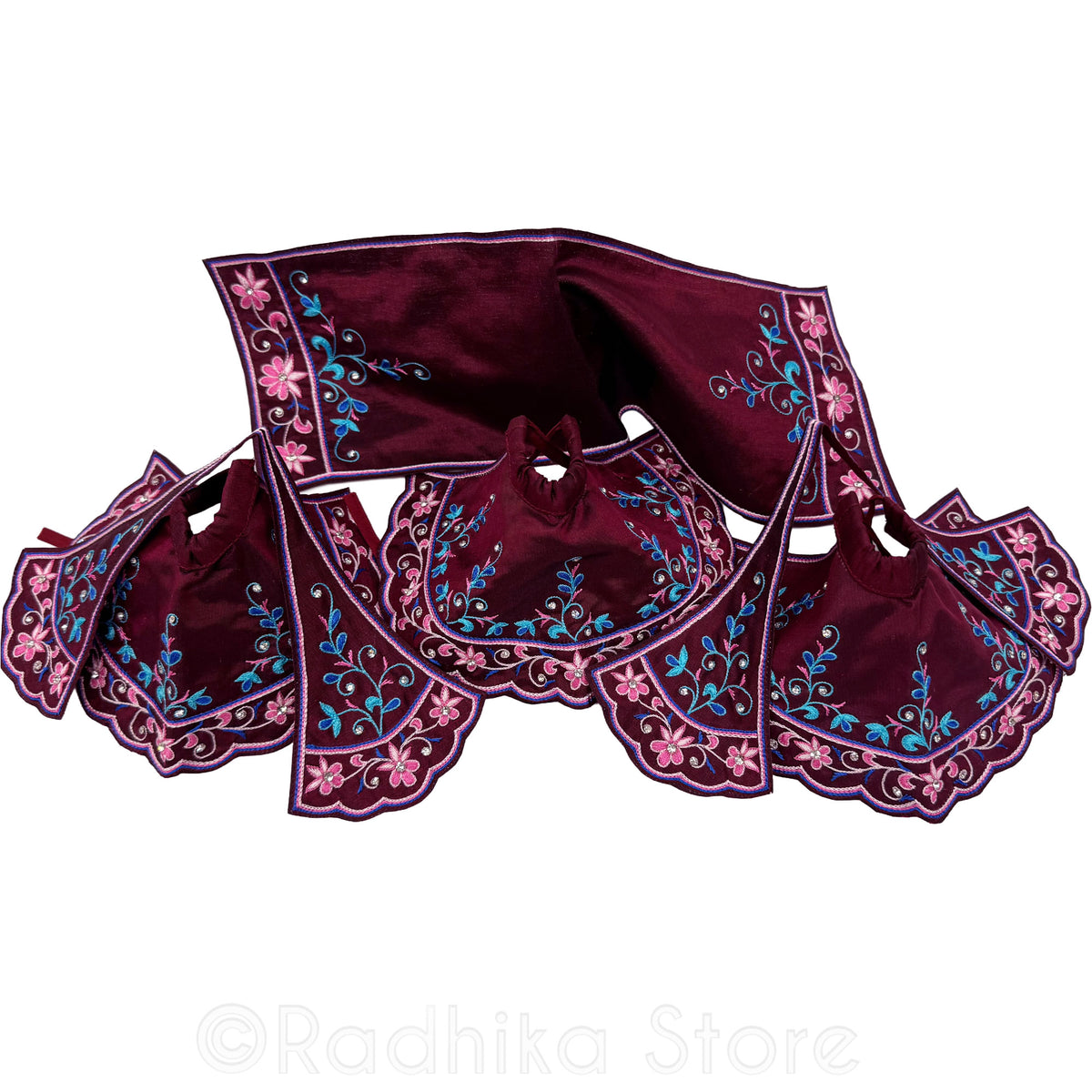 Radhika's Favorite - Maroon and Teal - Silk - Jagannath Baladeva Subhadra Deity Outfit