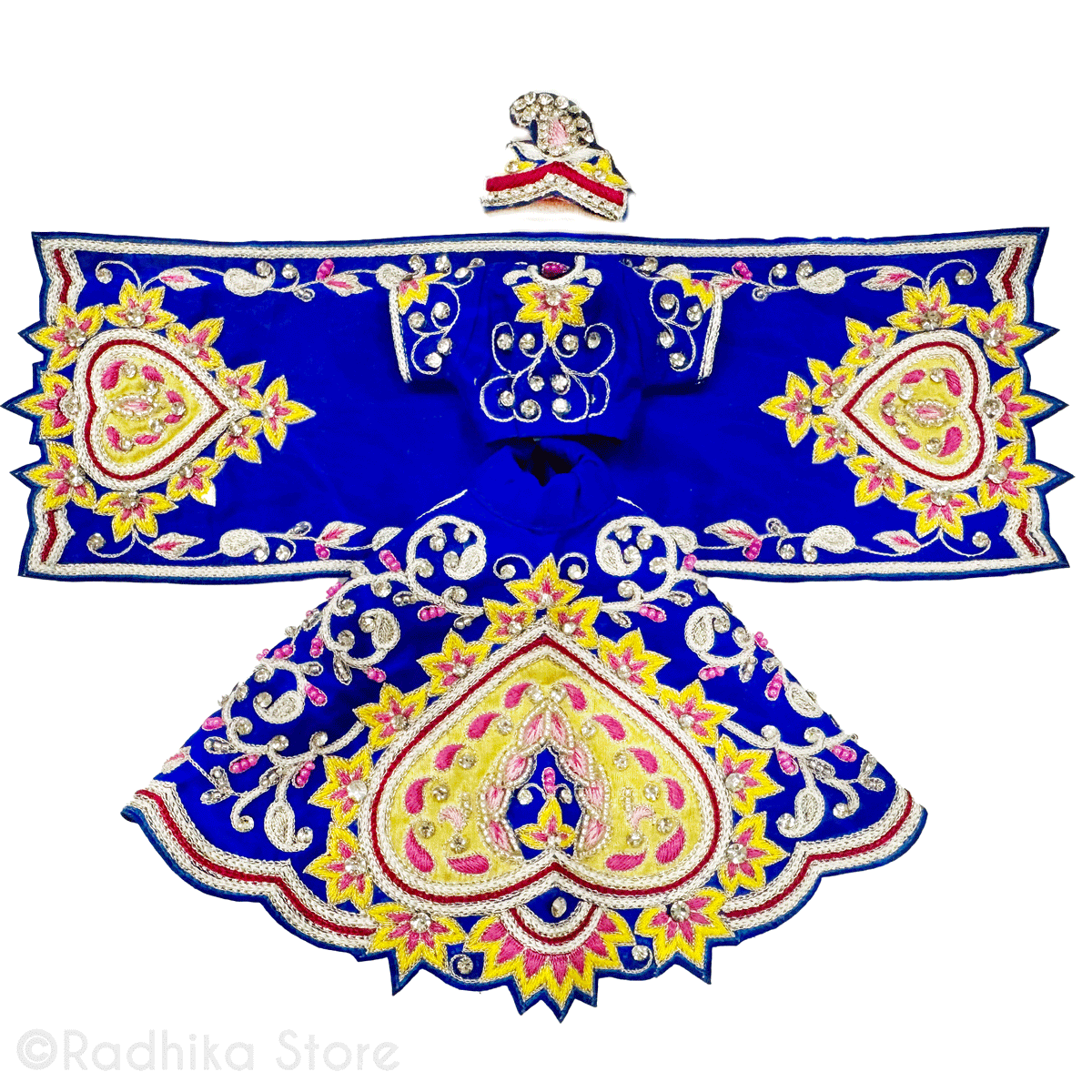 Braj Mandal - Sapphire Blue and Yellow - Silk - Radha Krishna Deity Outfit
