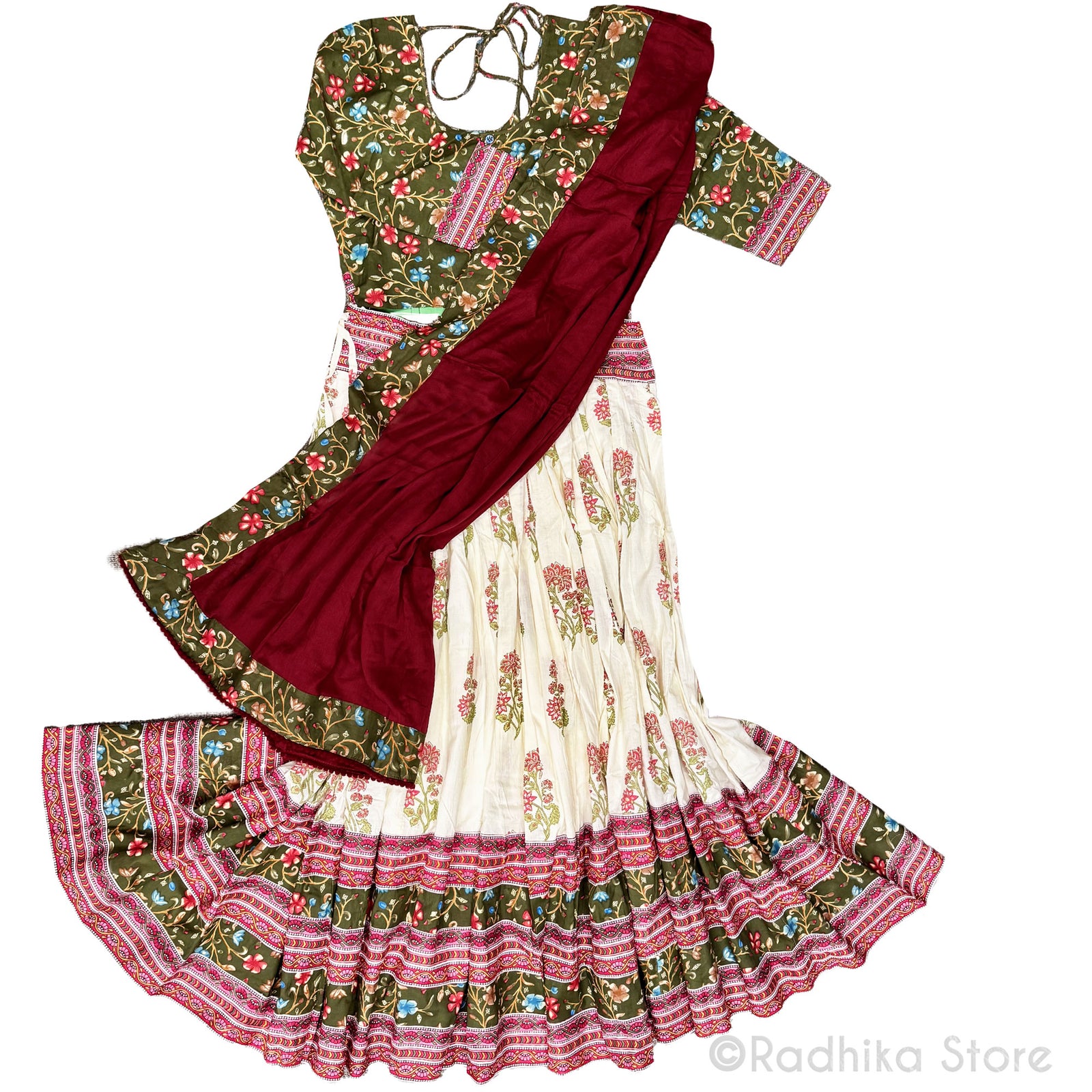 Radhikas Favorite Festival-Cotton-Screen Print- Gopi Skirt - 10 Meter Twirling