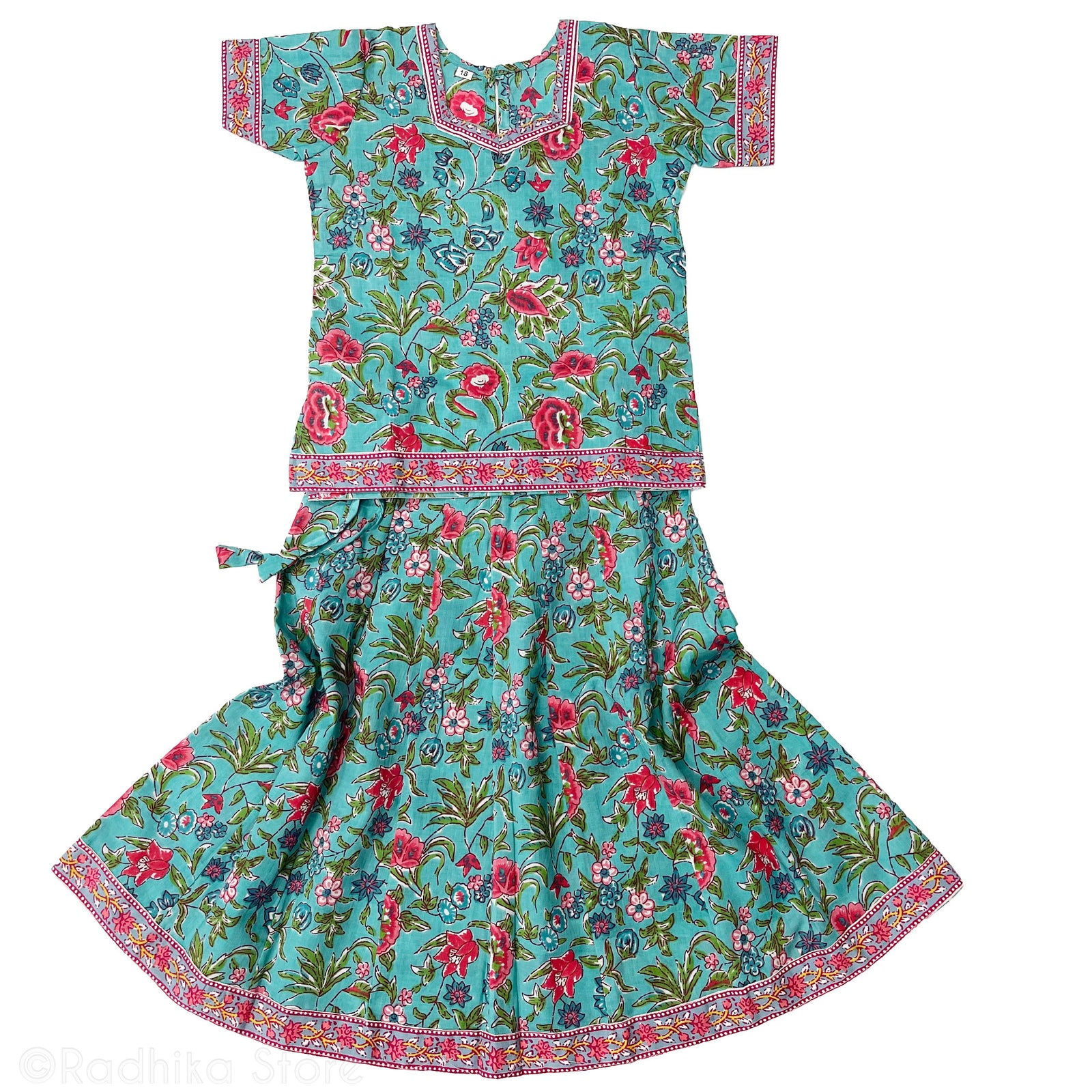 Girls Gopi Skirt Outfit - Radhikas' Favorite - Cotton-Screen Print